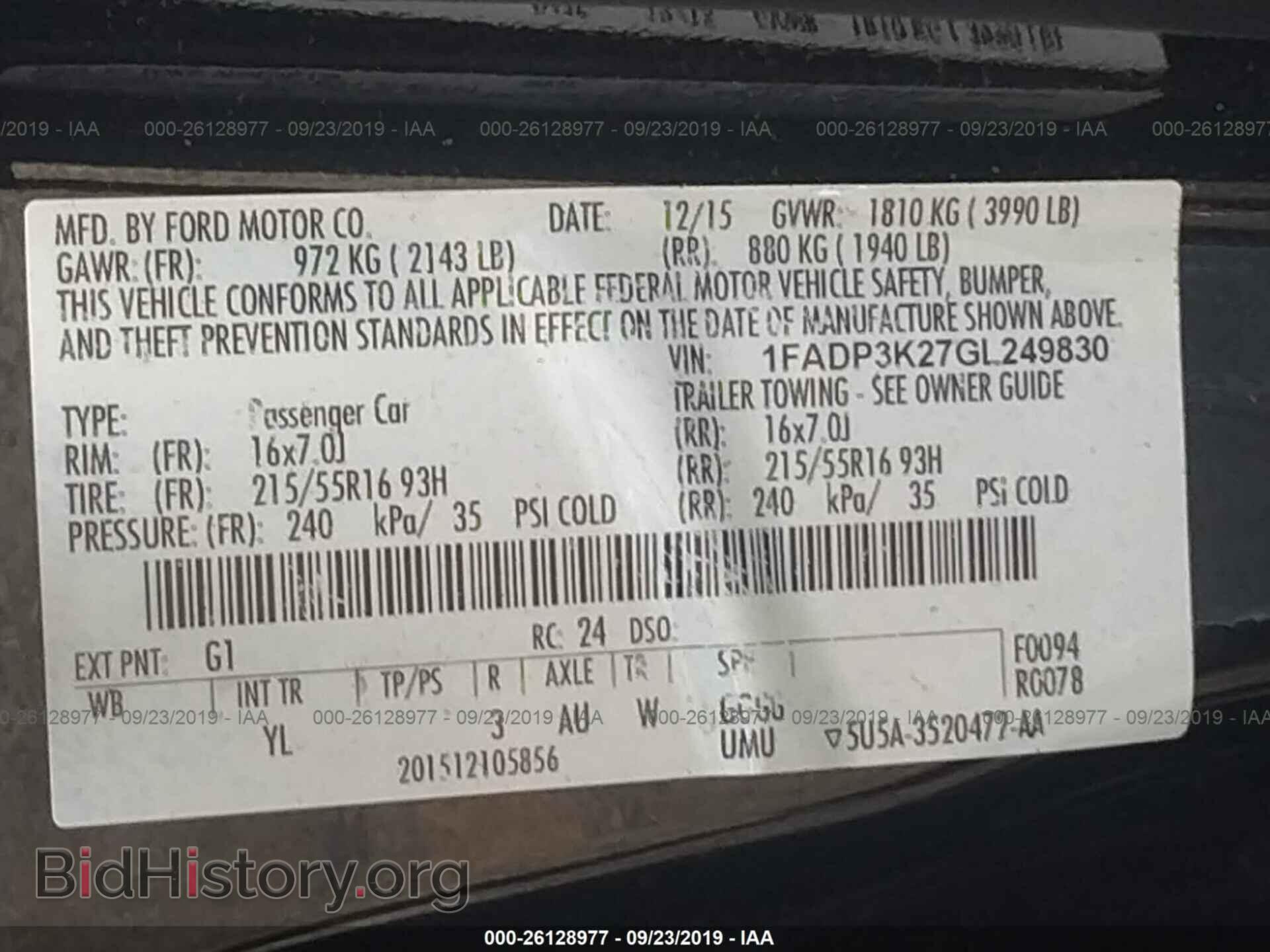 2016 FORD FOCUS - VIN: 1FADP3K27GL249830 - Фото 9