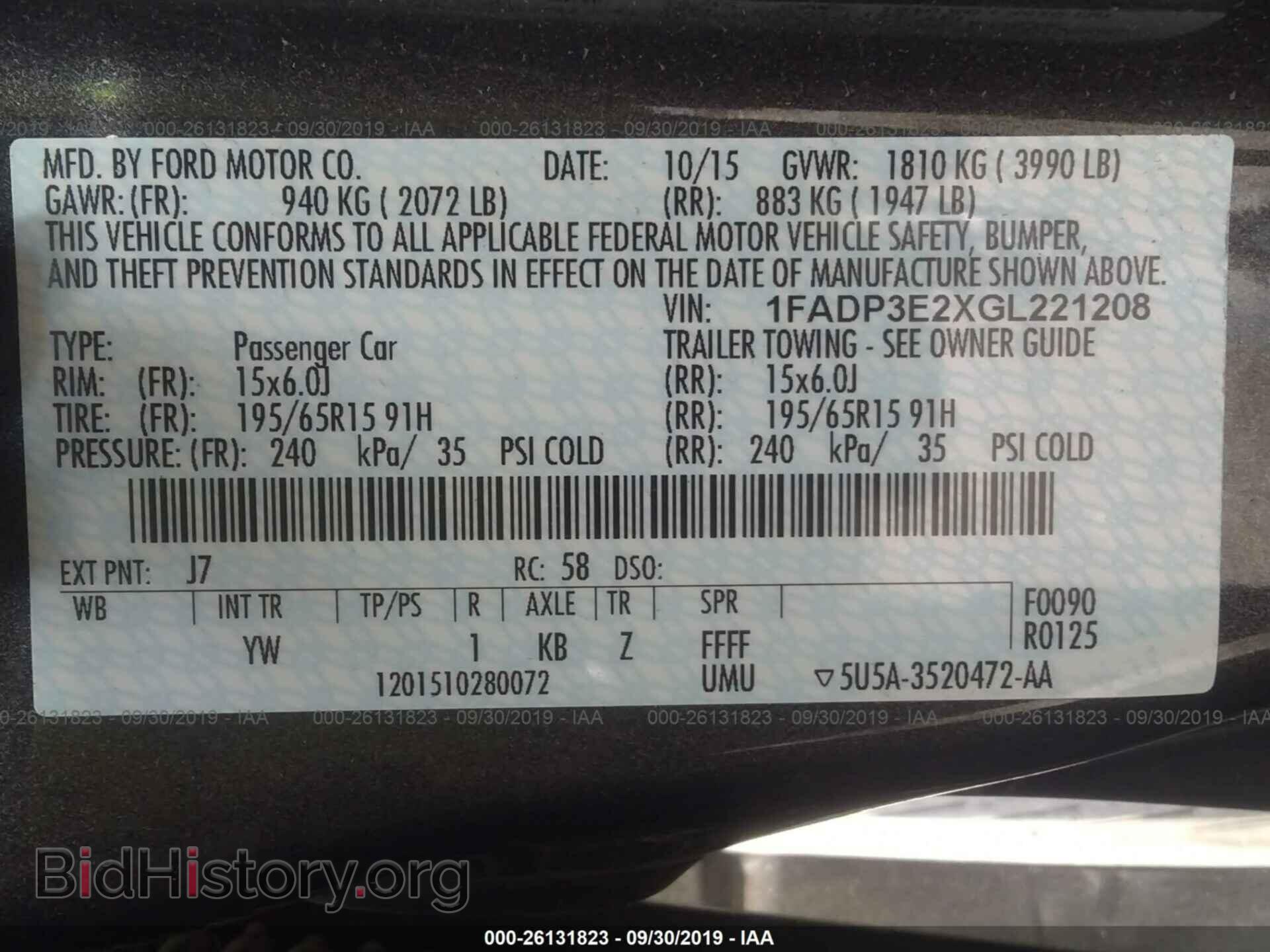 2016 FORD FOCUS - VIN: 1FADP3E2XGL221208 - Фото 9