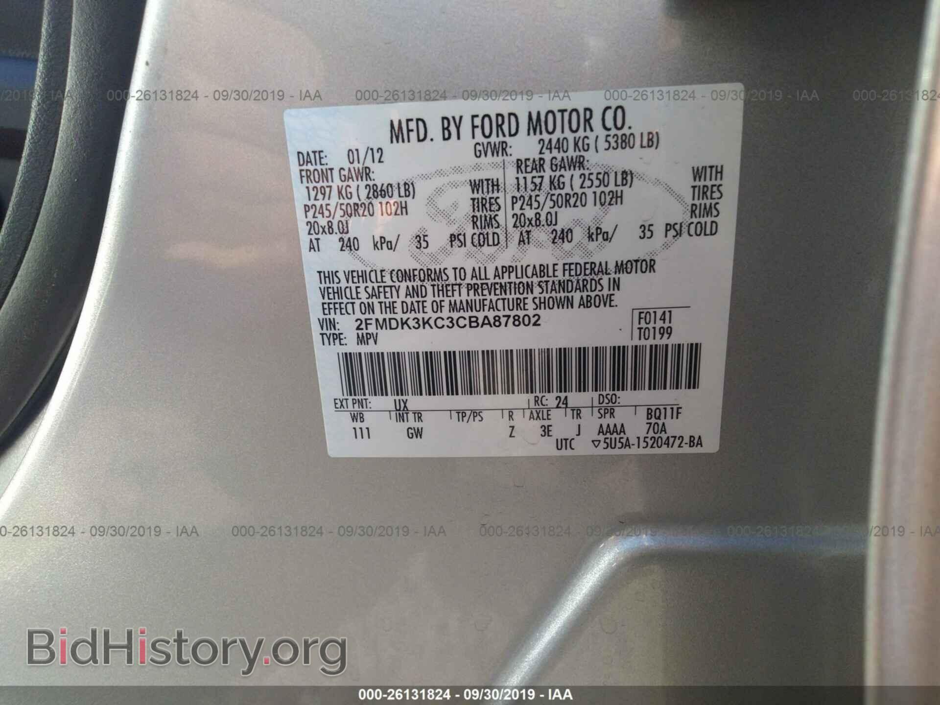 2012 FORD EDGE - VIN: 2FMDK3KC3CBA87802 - Photo 9