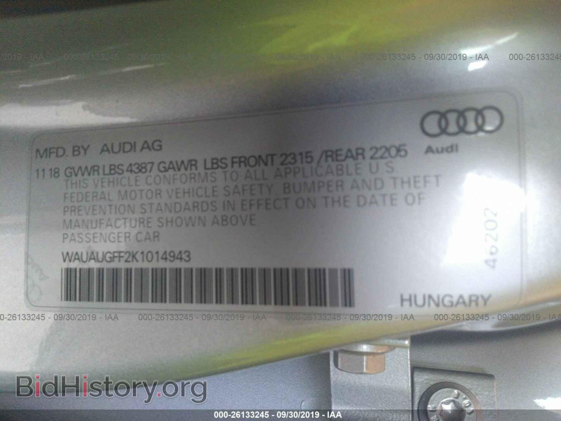 2019 AUDI A3 - VIN: WAUAUGFF2K1014943 - Фото 9