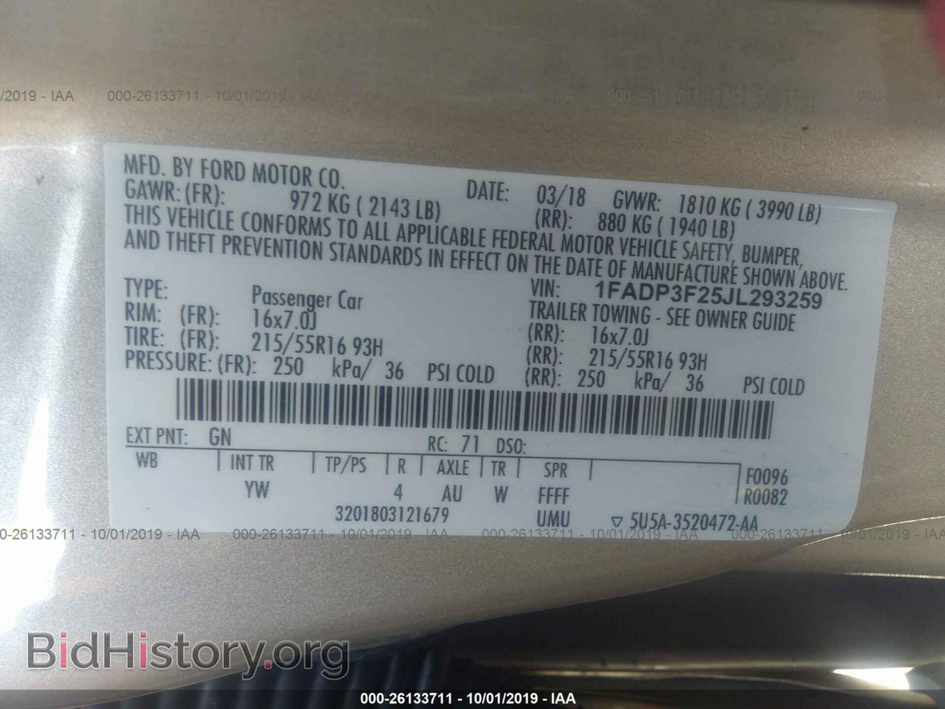 2018 FORD FOCUS - VIN: 1FADP3F25JL293259 - Фото 9