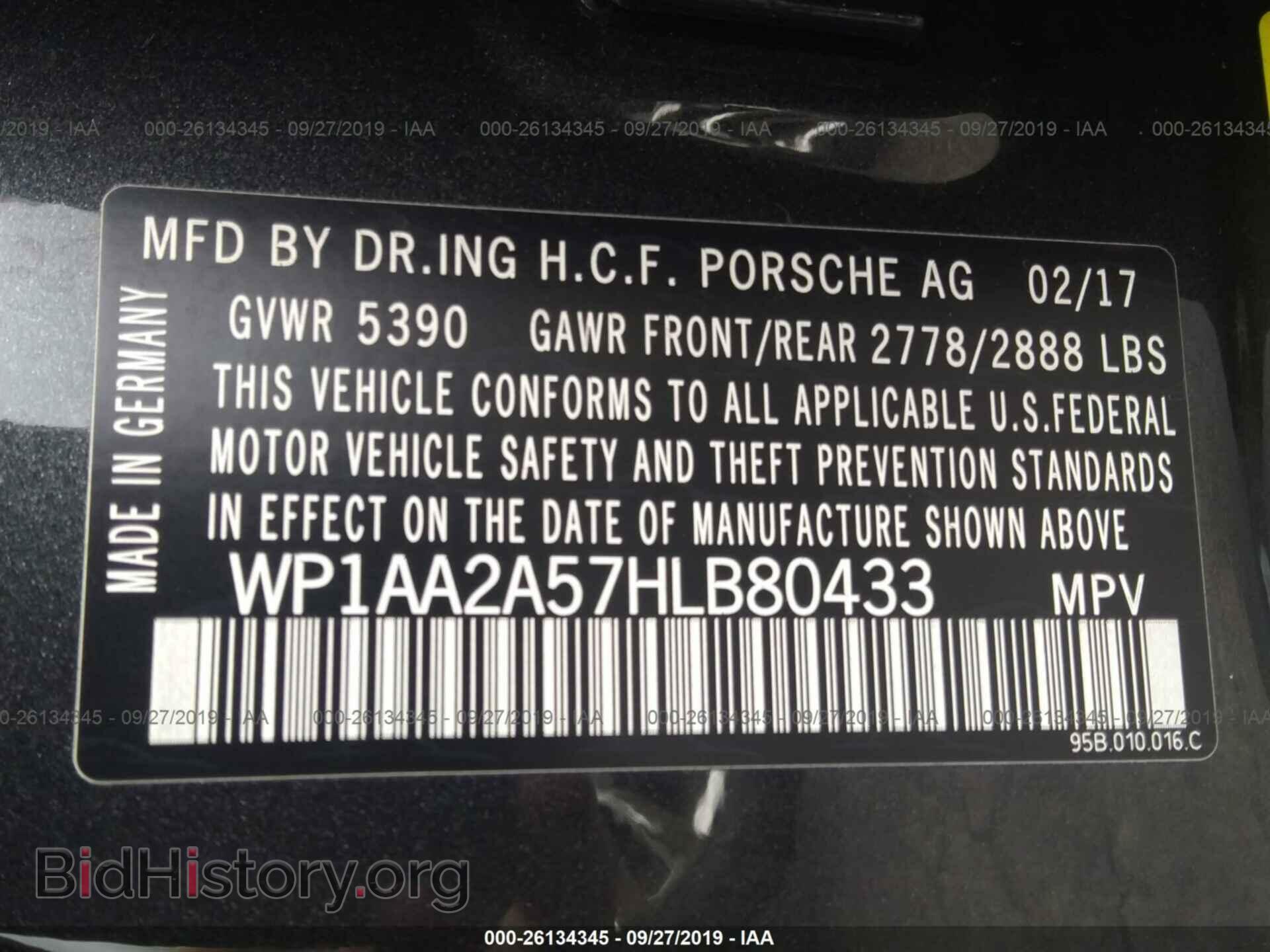 2017 PORSCHE MACAN - VIN: WP1AA2A57HLB80433 - Photo 9