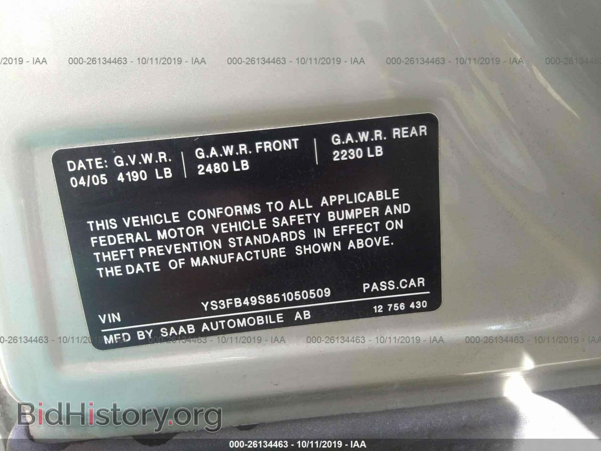 2005 SAAB 9-3 - VIN: YS3FB49S851050509 - Photo 9
