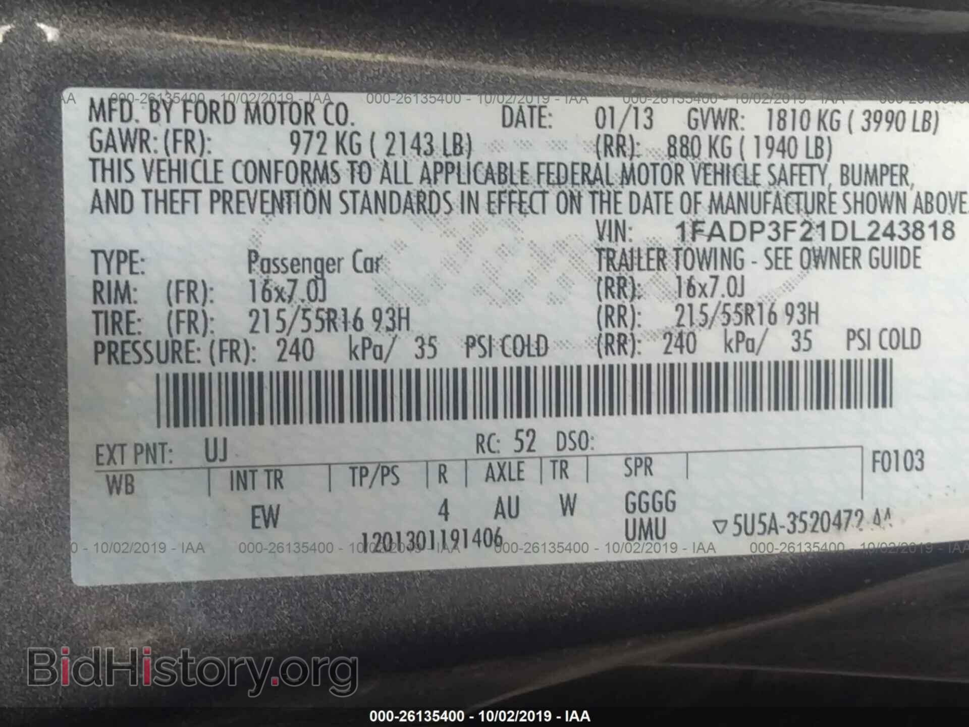2013 FORD FOCUS - VIN: 1FADP3F21DL243818 - Фото 9