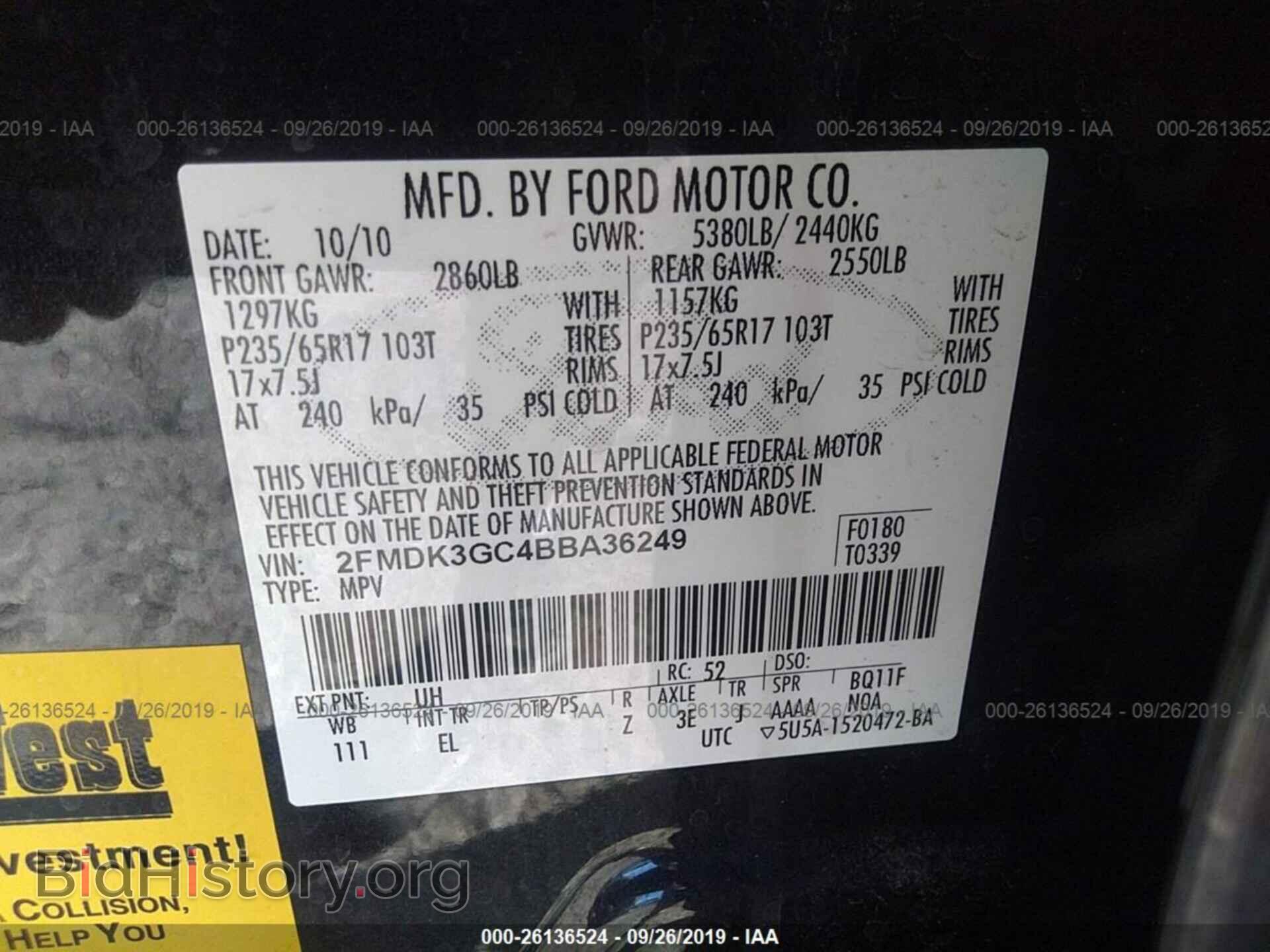 2011 FORD EDGE - VIN: 2FMDK3GC4BBA36249 - Фото 9
