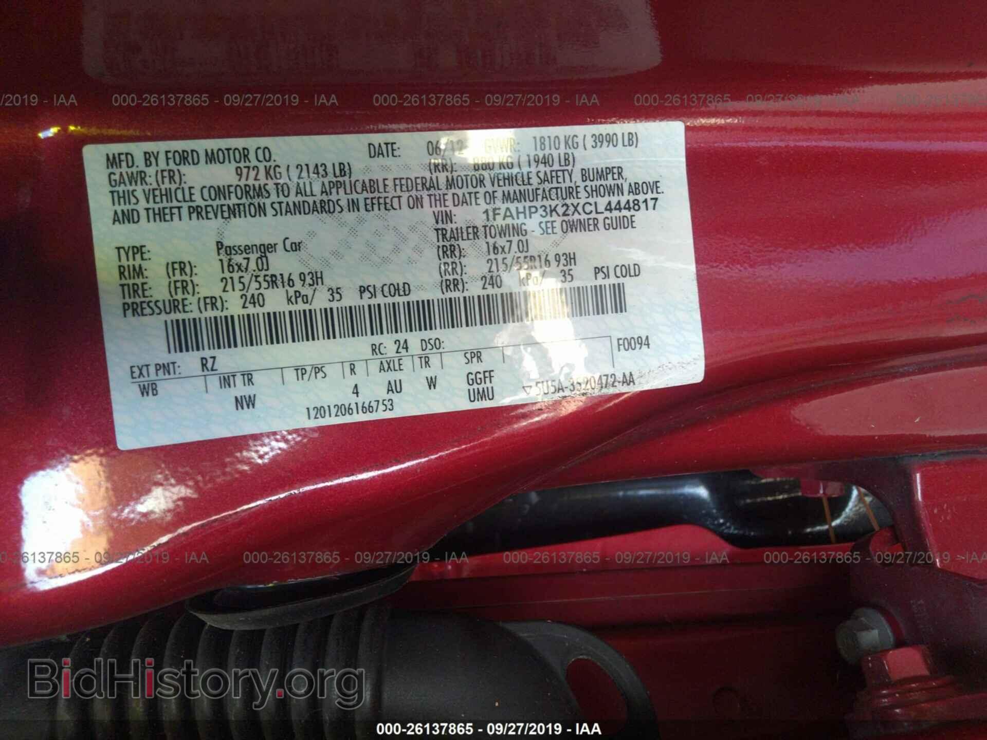 2012 FORD FOCUS - VIN: 1FAHP3K2XCL444817 - Фото 9