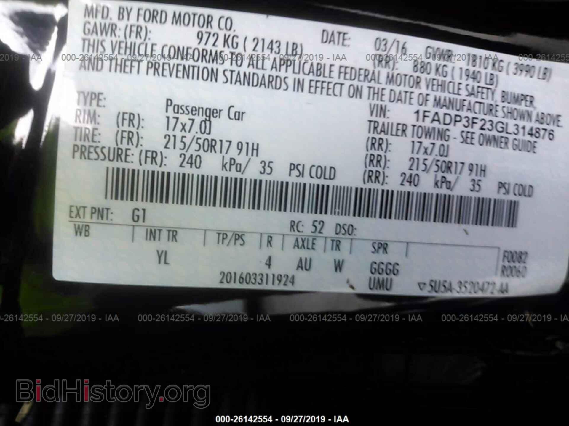 2016 FORD FOCUS - VIN: 1FADP3F23GL314876 - Фото 9