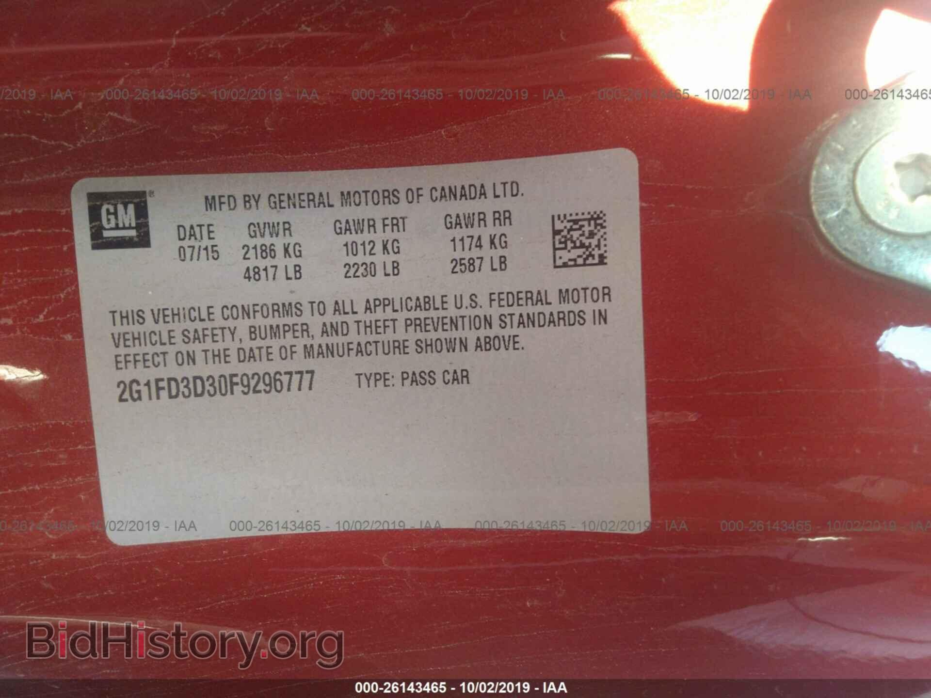 2015 CHEVROLET CAMARO - VIN: 2G1FD3D30F9296777 - Фото 9