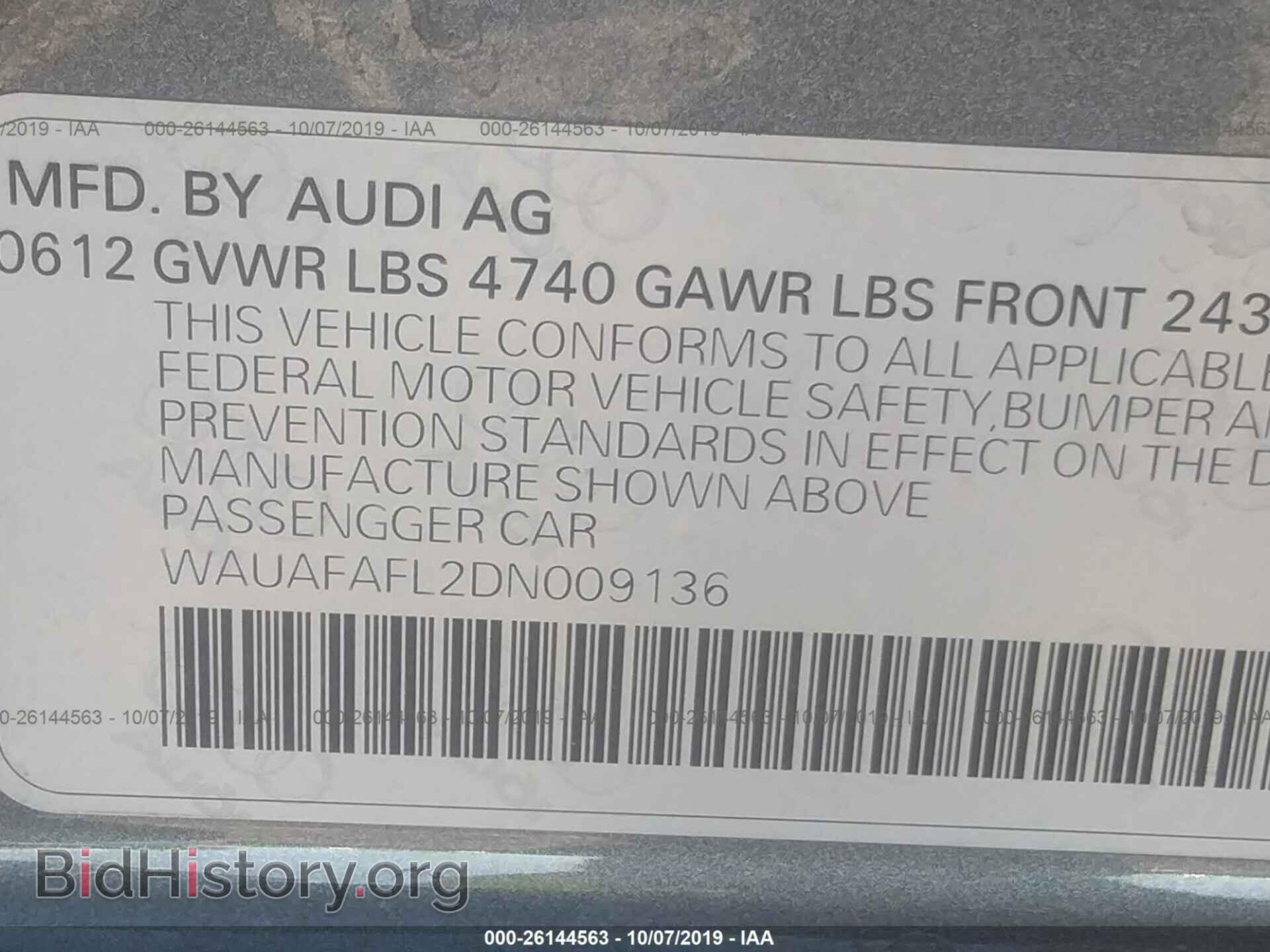 2013 AUDI A4 - VIN: WAUAFAFL2DN009136 - Фото 9