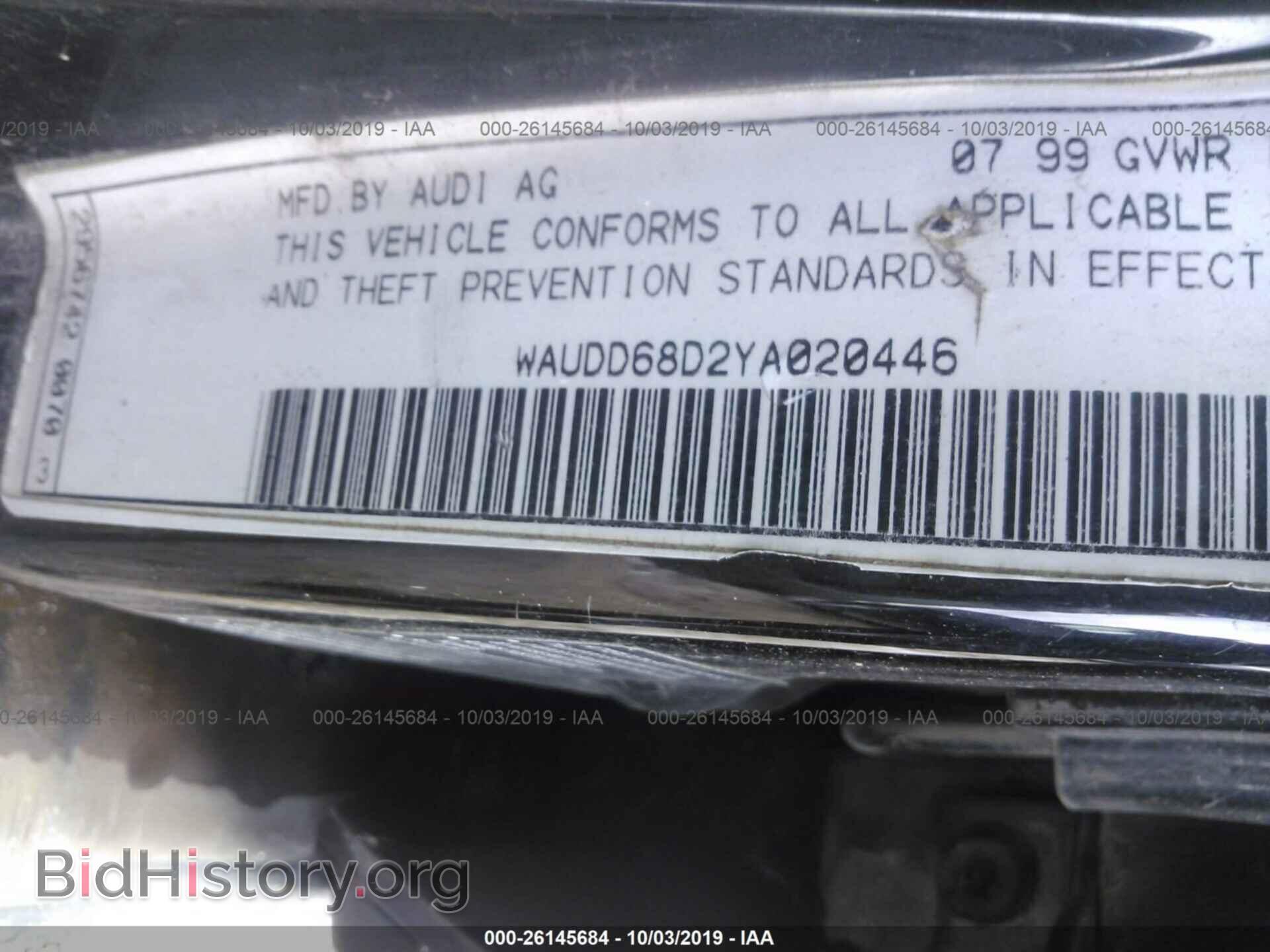 2000 AUDI S4 - VIN: WAUDD68D2YA020446 - Photo 9
