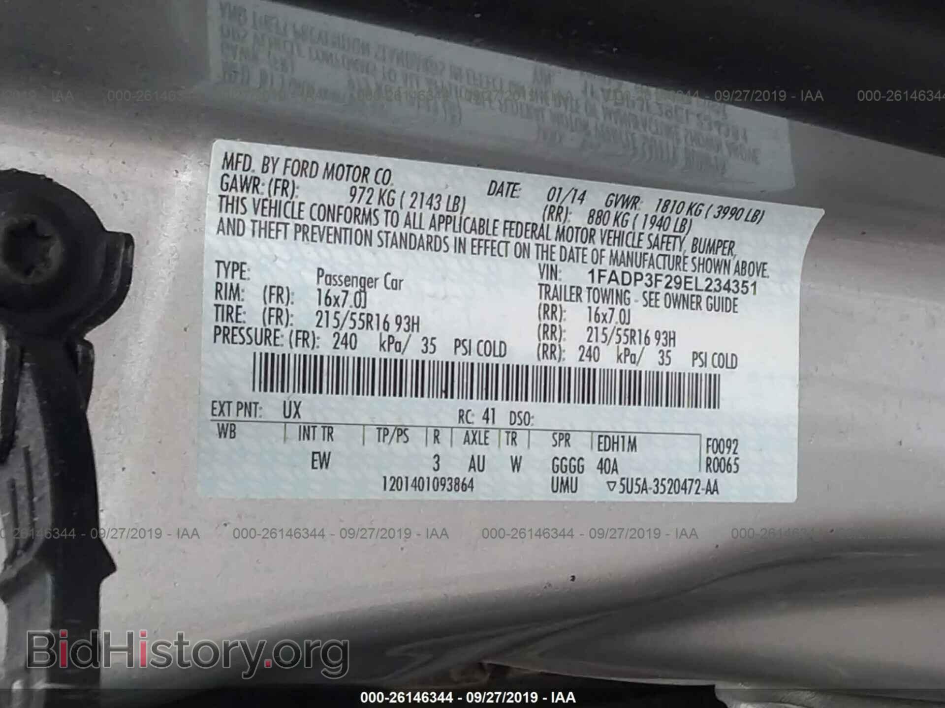 2014 FORD FOCUS - VIN: 1FADP3F29EL234351 - Фото 9