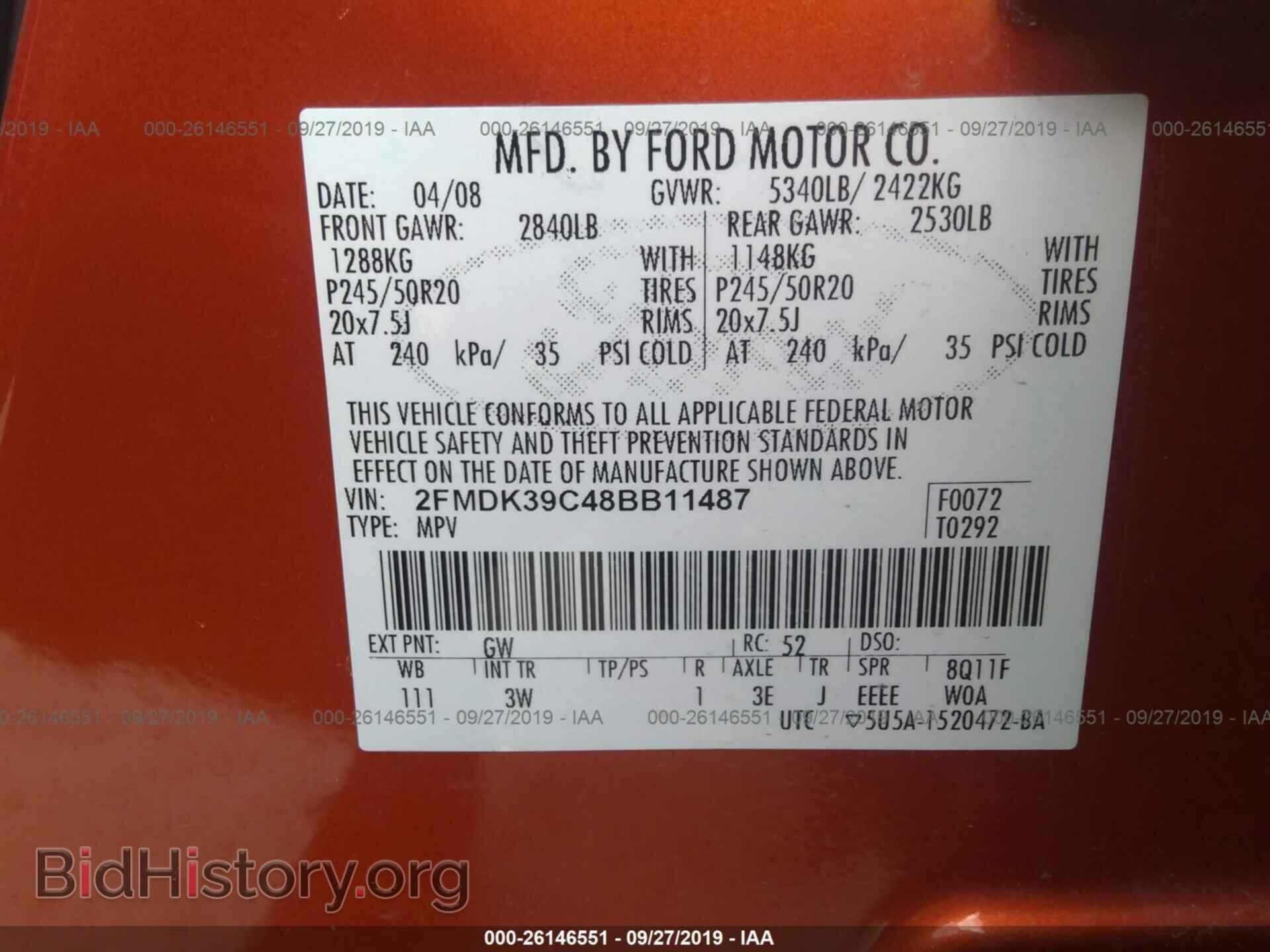 2008 FORD EDGE - VIN: 2FMDK39C48BB11487 - Photo 9