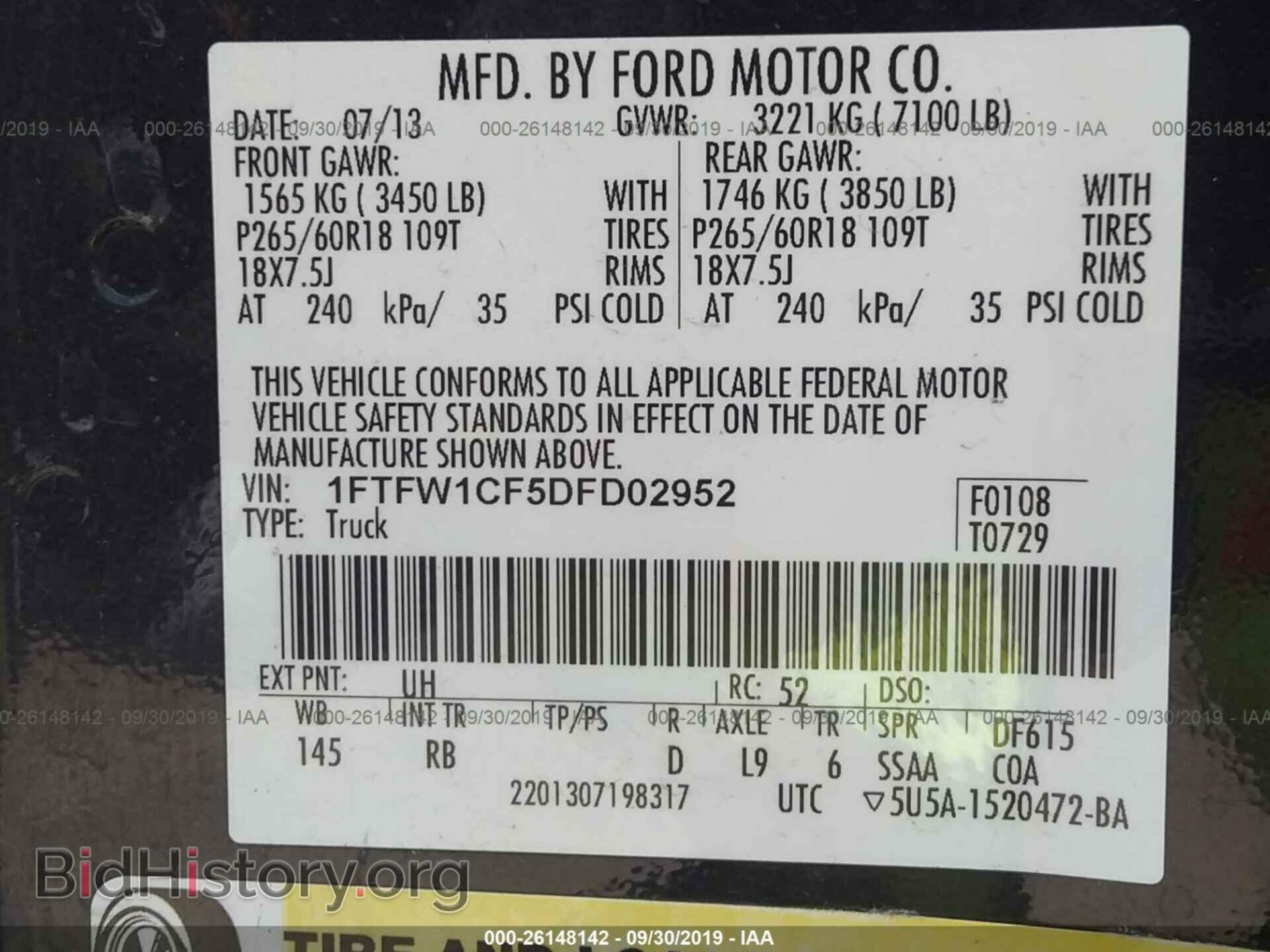 2013 FORD F150 - VIN: 1FTFW1CF5DFD02952 - Photo 9