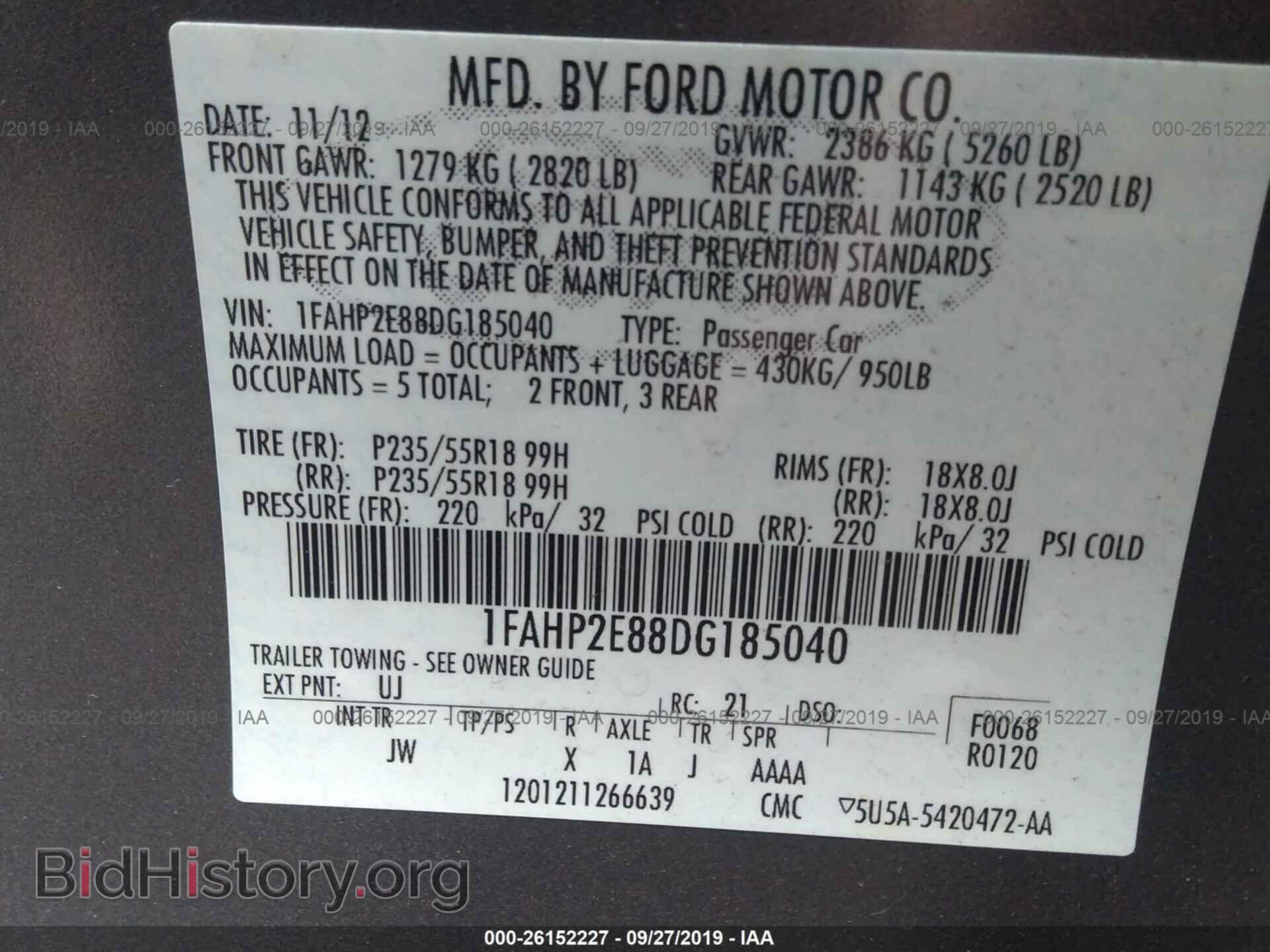 2013 FORD TAURUS - VIN: 1FAHP2E88DG185040 - Photo 9