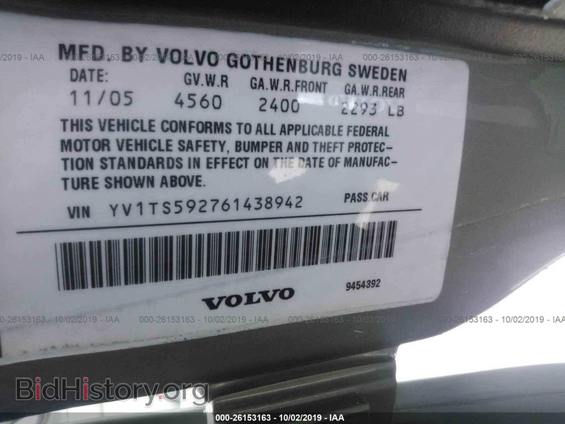 2006 VOLVO S80 - VIN: YV1TS592761438942 - Фото 9