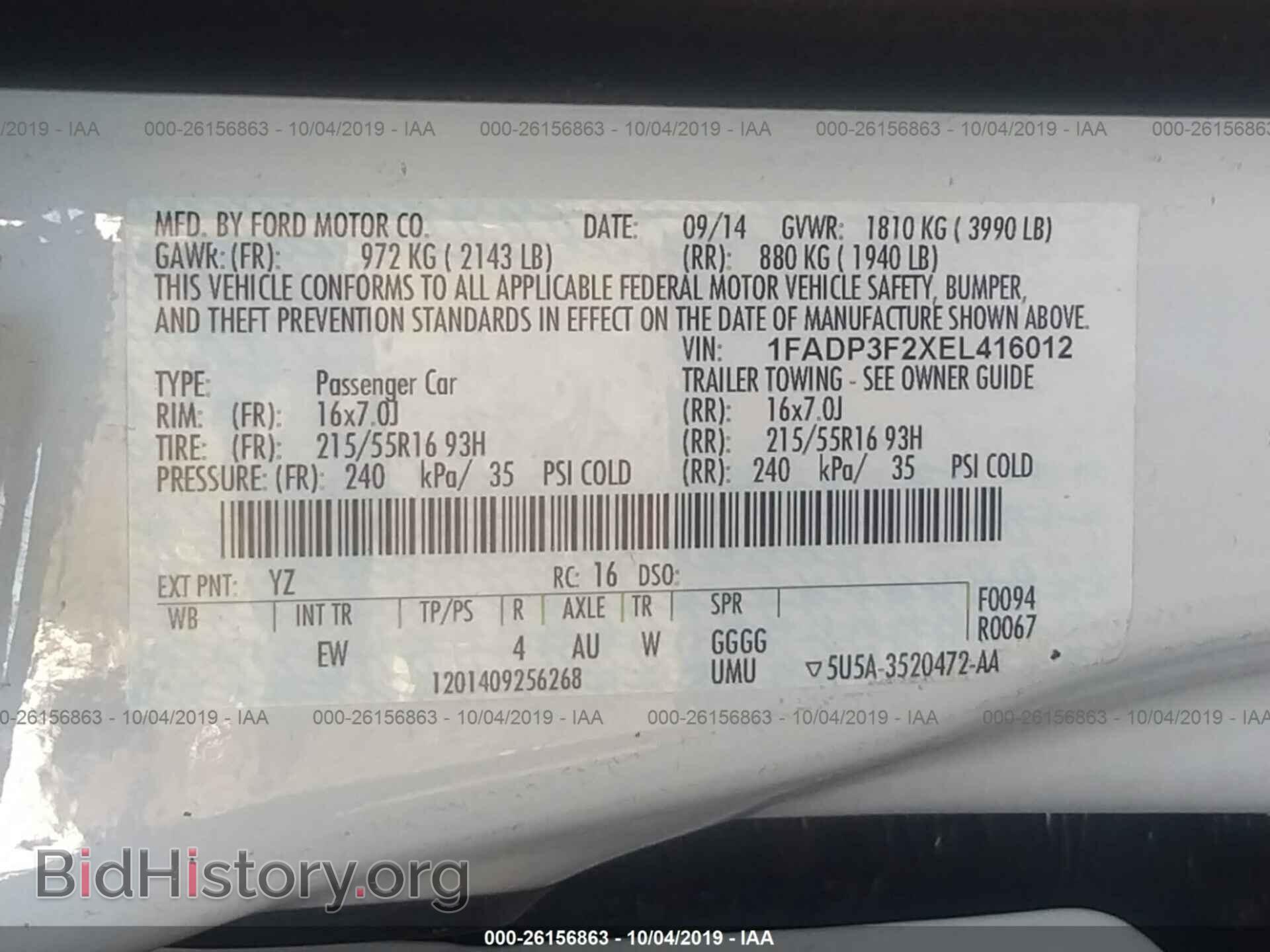 2014 FORD FOCUS - VIN: 1FADP3F2XEL416012 - Photo 9