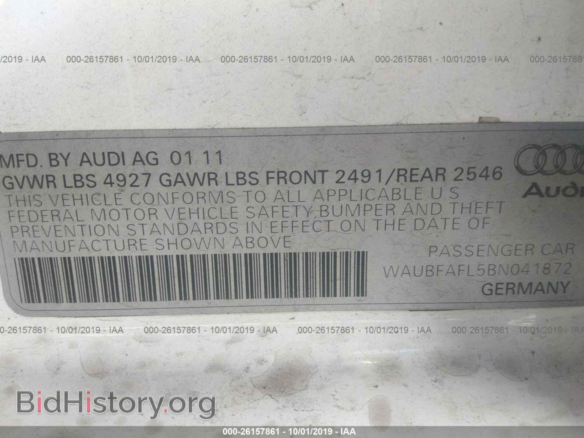 2011 AUDI A4 - VIN: WAUBFAFL5BN041872 - Photo 9