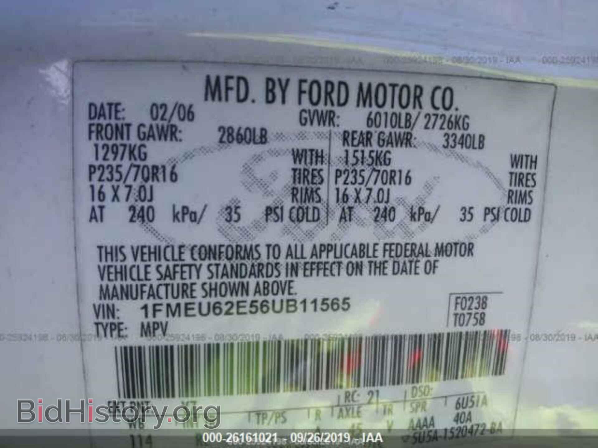 2006 FORD EXPLORER - VIN: 1FMEU62E56UB11565 - Photo 9