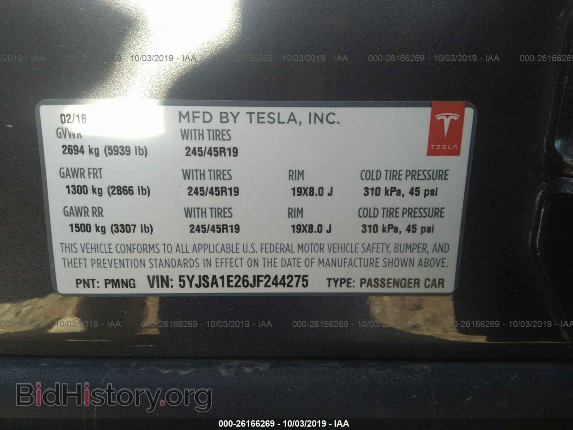 2018 TESLA MODEL S - VIN: 5YJSA1E26JF244275 - Photo 9