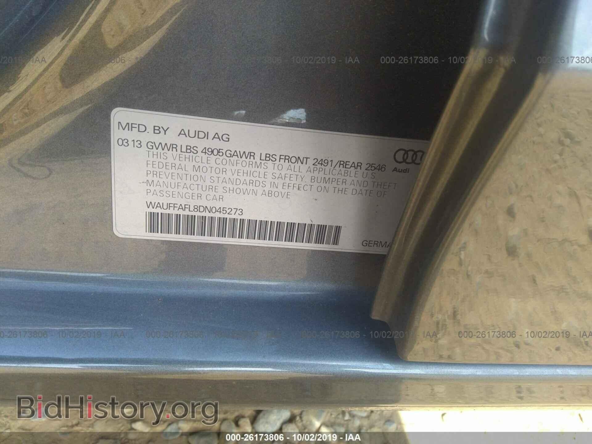 2013 AUDI A4 - VIN: WAUFFAFL8DN045273 - Photo 9