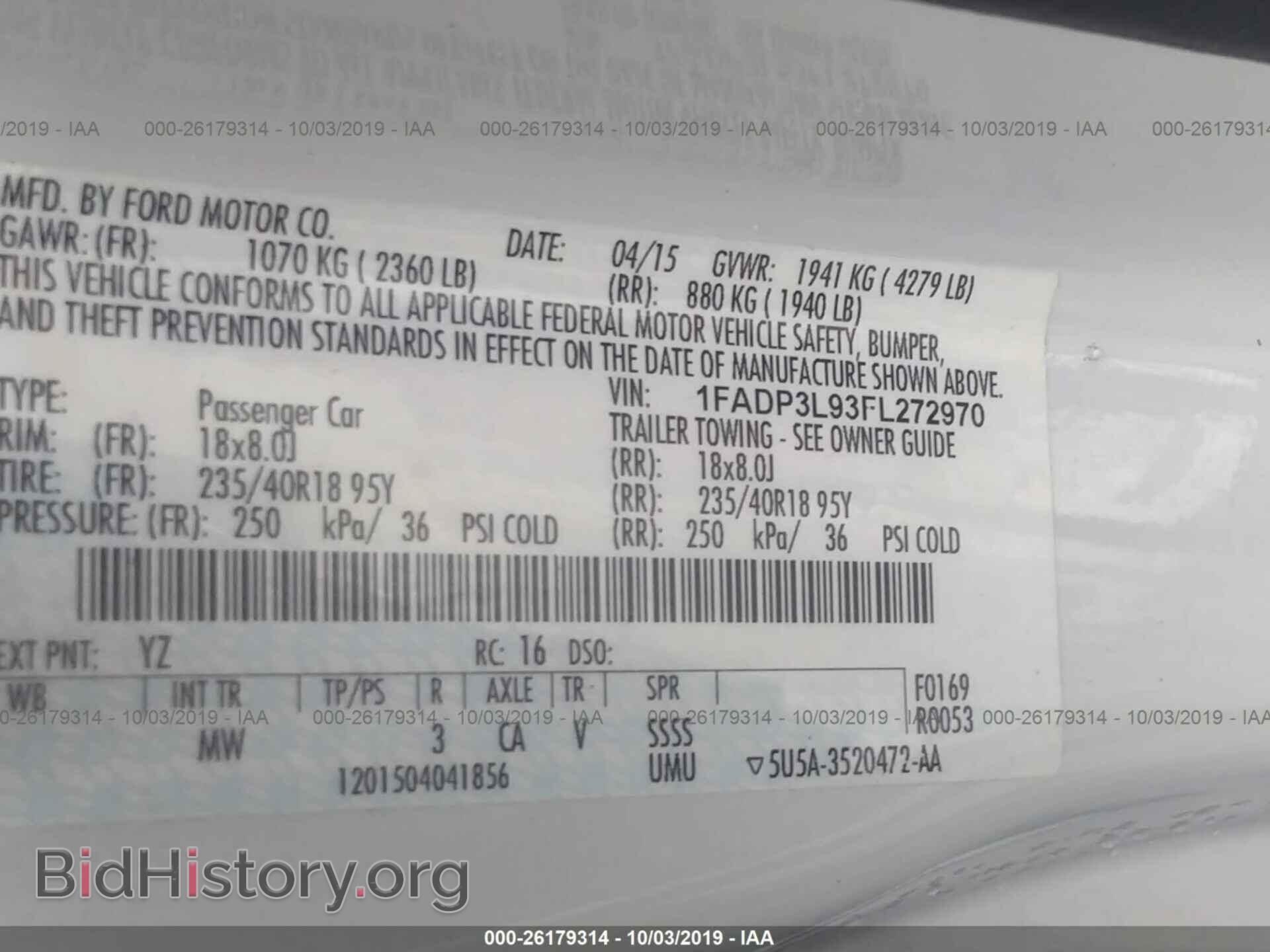2015 FORD FOCUS - VIN: 1FADP3L93FL272970 - Фото 9