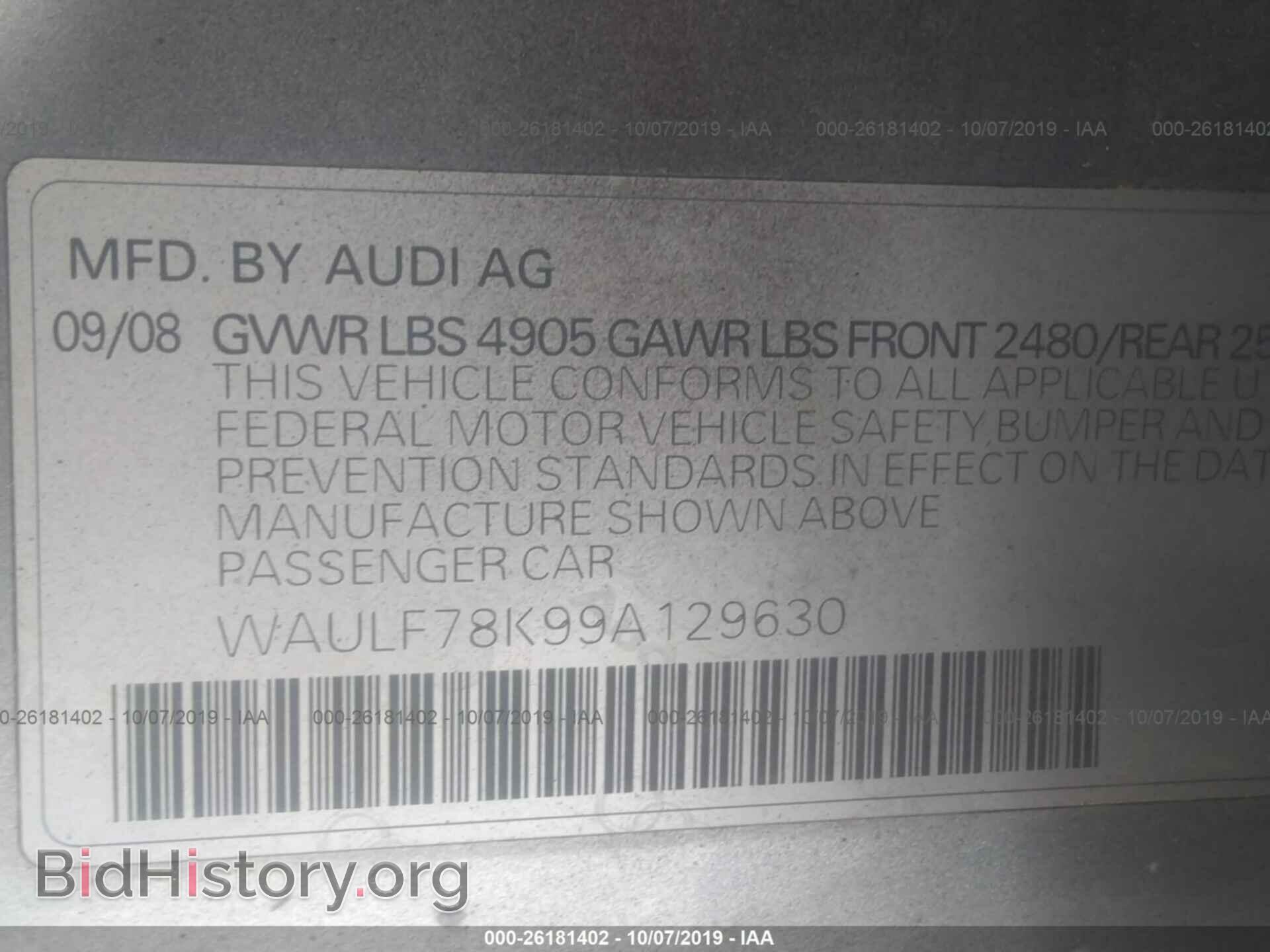 2009 AUDI A4 - VIN: WAULF78K99A129630 - Фото 9