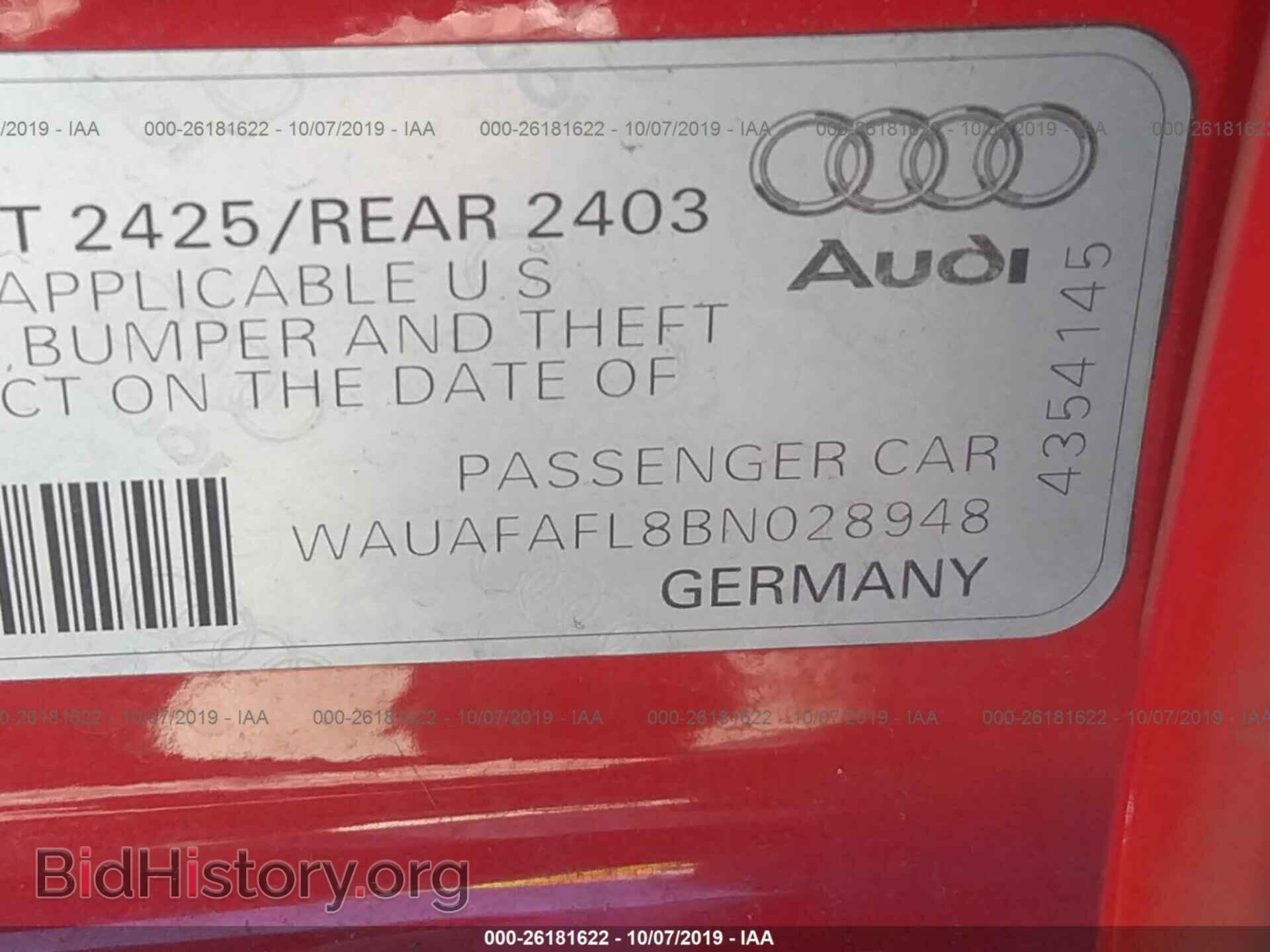 2011 AUDI A4 - VIN: WAUAFAFL8BN028948 - Фото 9