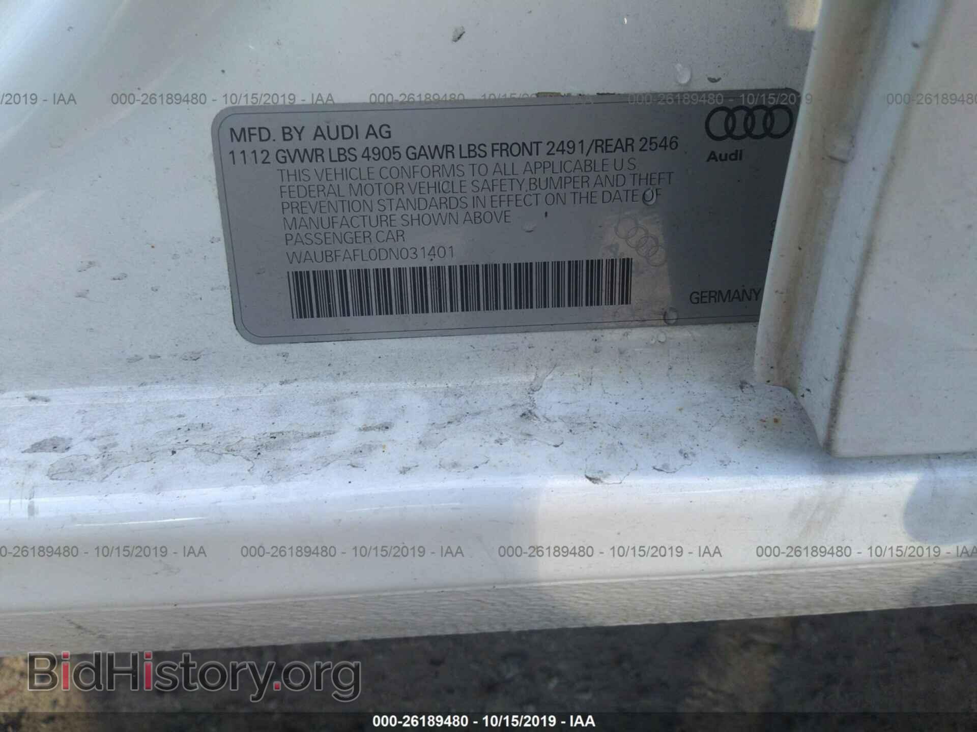 2013 AUDI A4 - VIN: WAUBFAFL0DN031401 - Photo 9