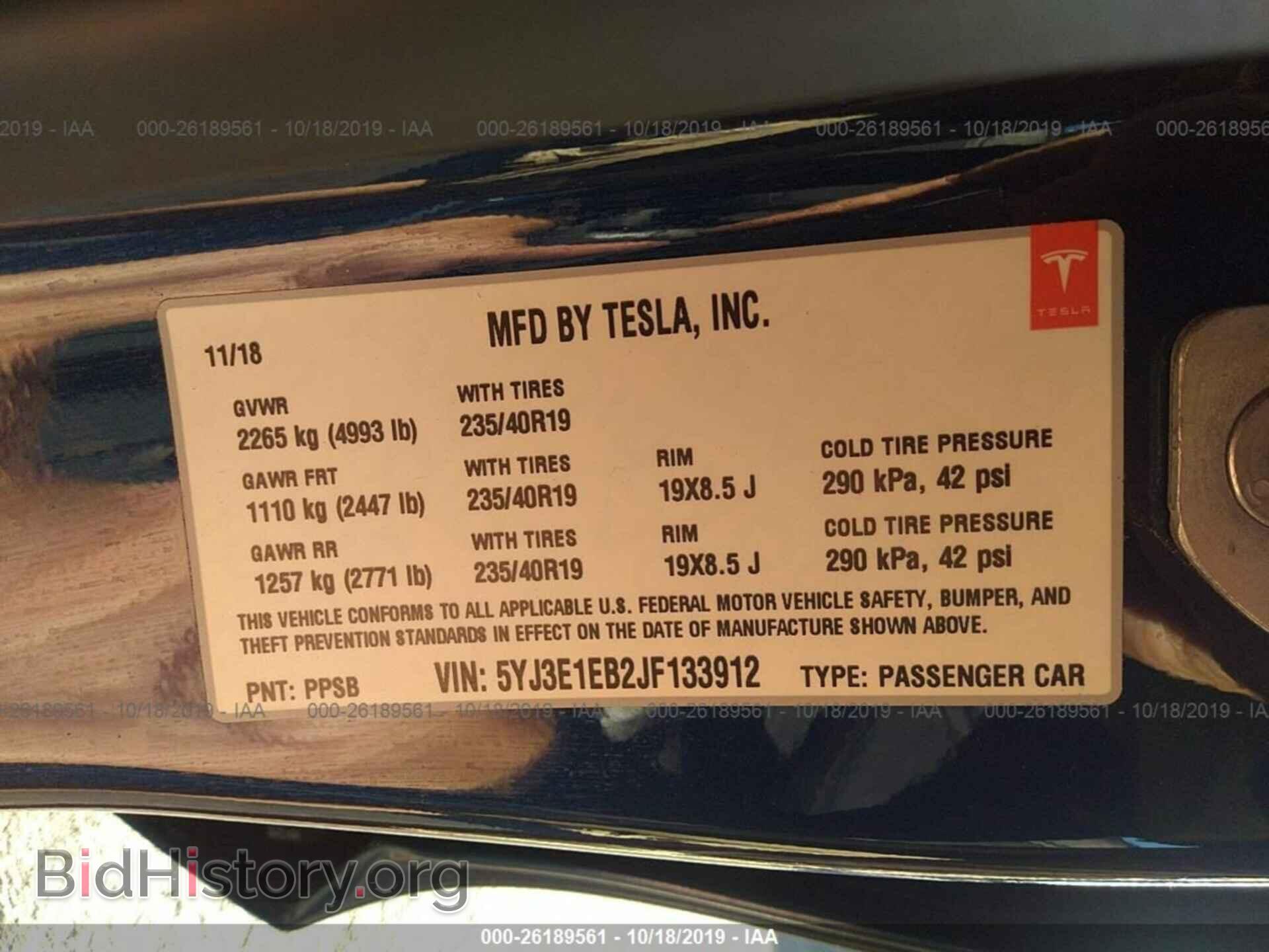2018 TESLA MODEL 3 - VIN: 5YJ3E1EB2JF133912 - Photo 9