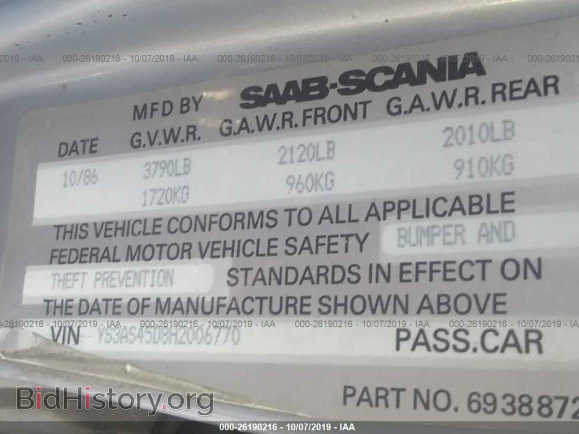 1987 SAAB 900 - VIN: YS3AS45D8H2006770 - Photo 9