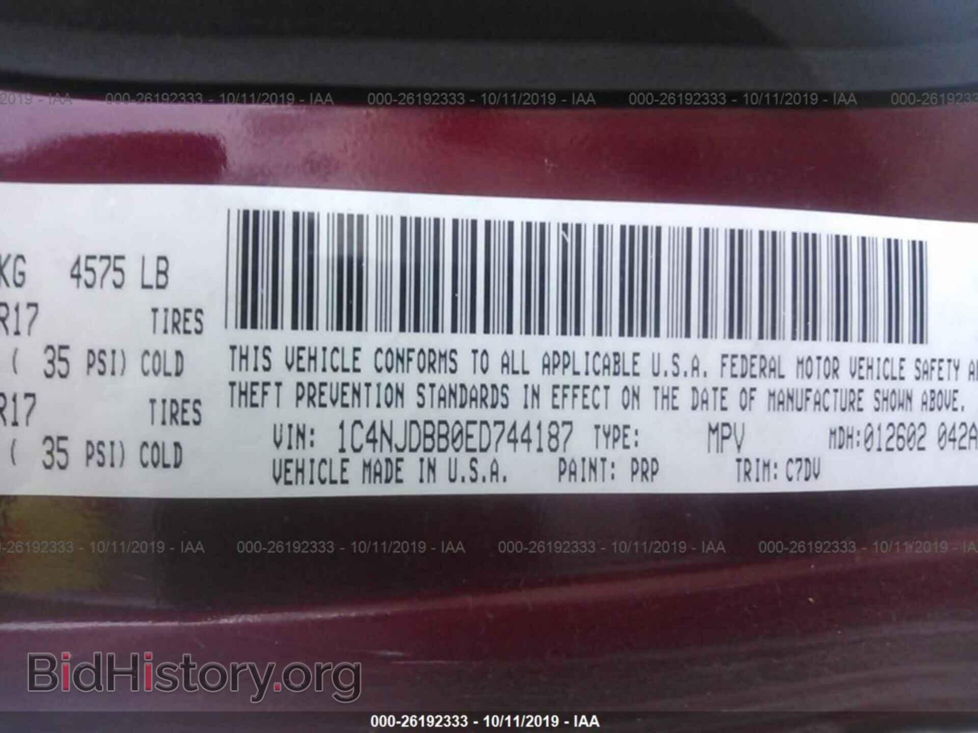 2014 JEEP COMPASS - VIN: 1C4NJDBB0ED744187 - Photo 9
