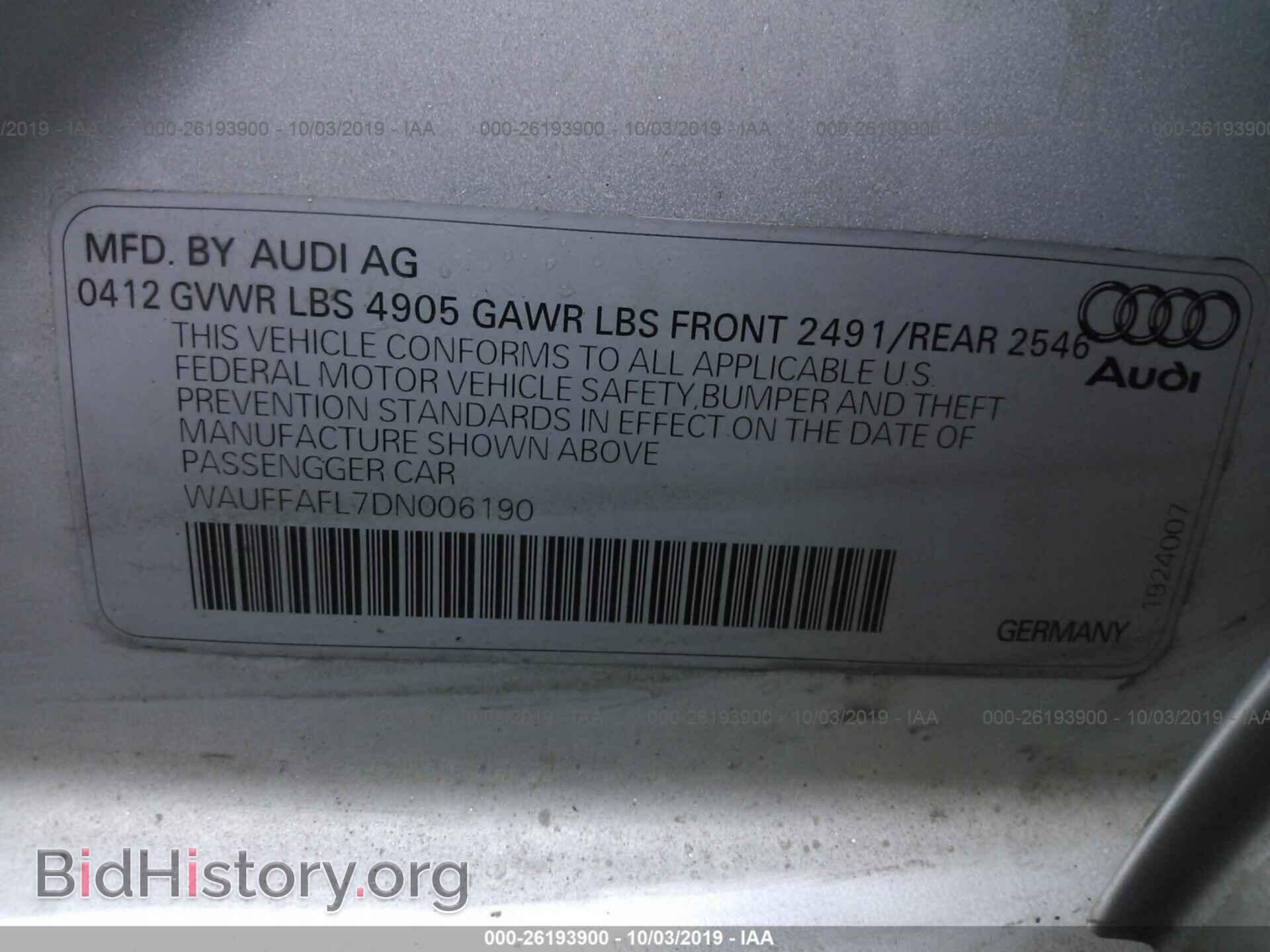 2013 AUDI A4 - VIN: WAUFFAFL7DN006190 - Photo 9