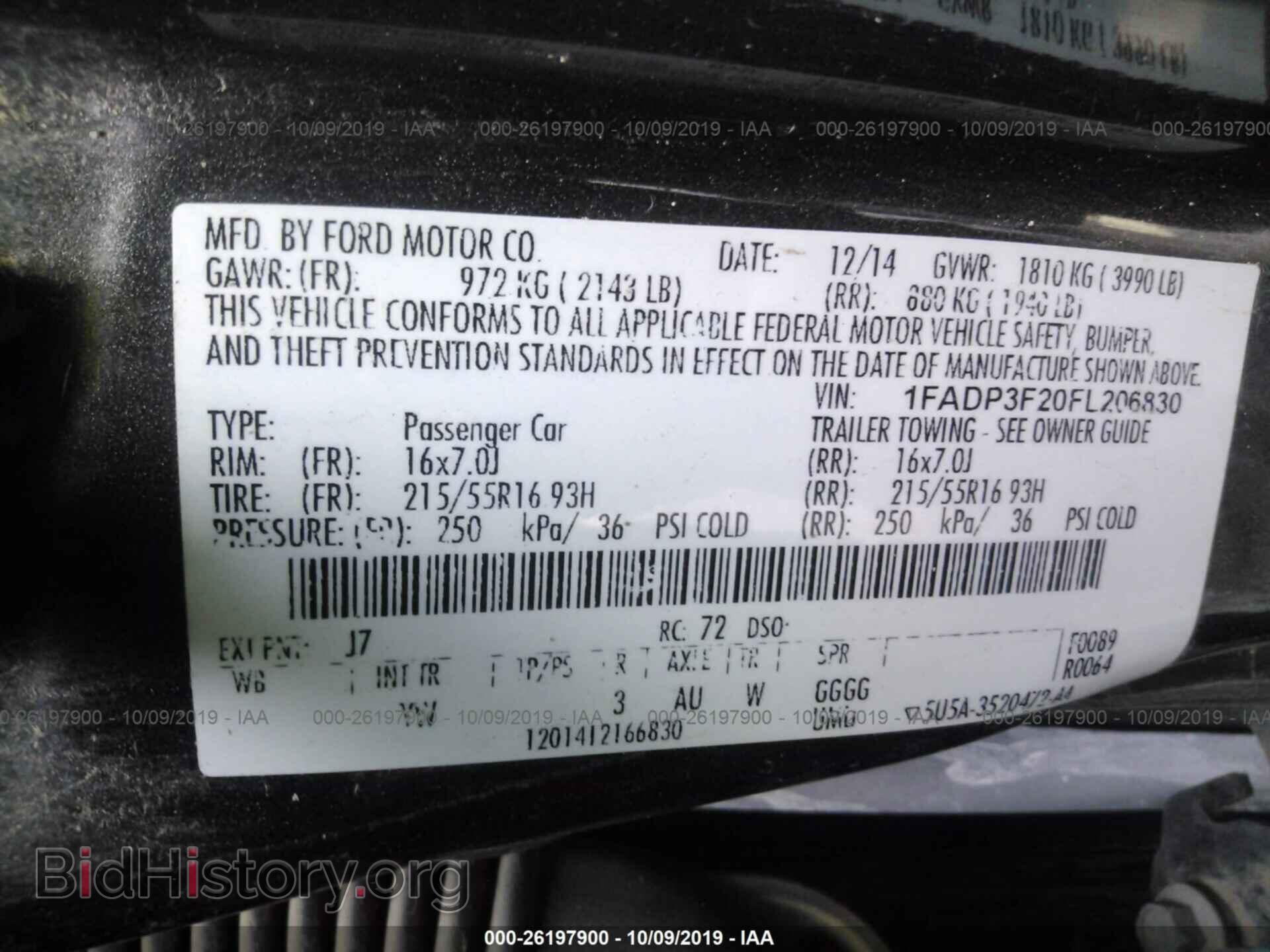 2015 FORD FOCUS - VIN: 1FADP3F20FL206830 - Фото 9