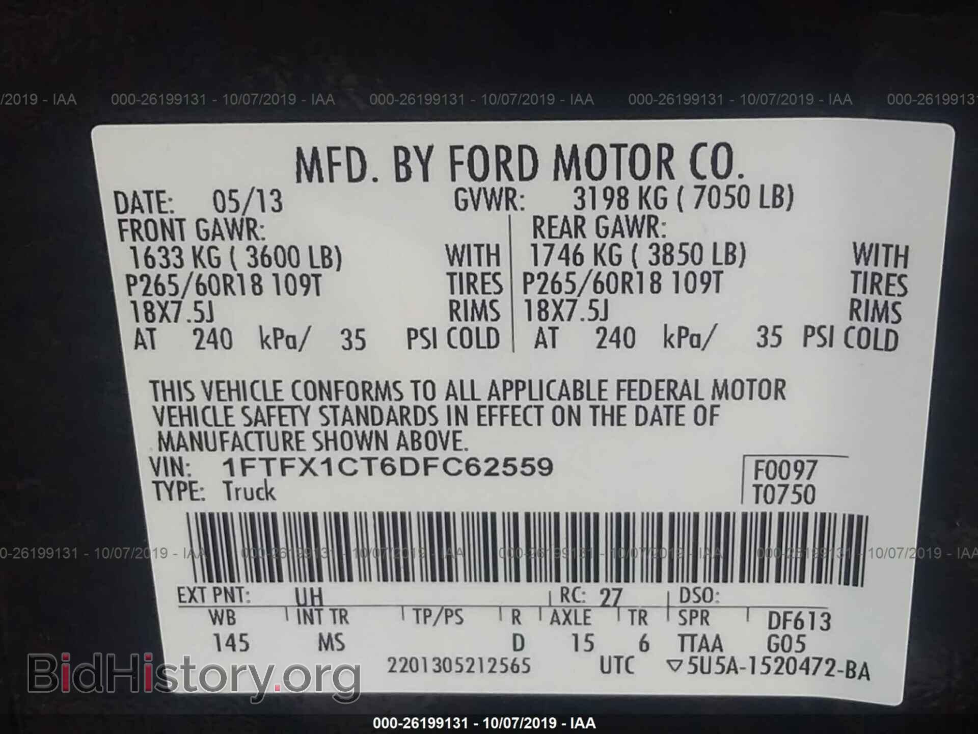 2013 FORD F150 - VIN: 1FTFX1CT6DFC62559 - Фото 9