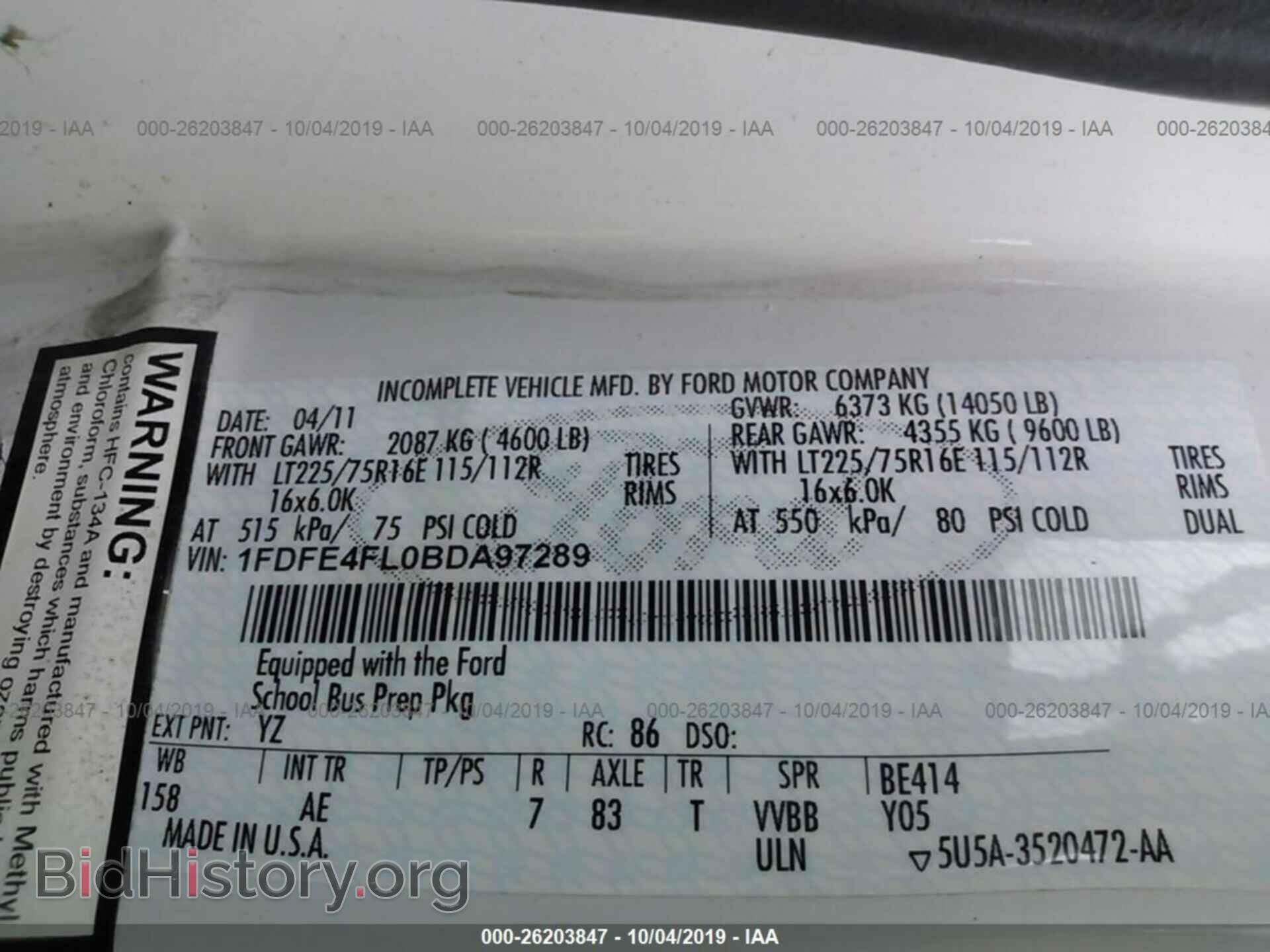 2011 FORD ECONOLINE - VIN: 1FDFE4FL0BDA97289 - Фото 9