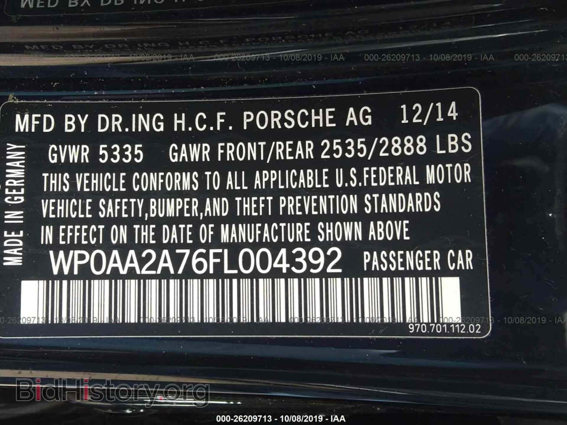 2015 PORSCHE PANAMERA - VIN: WP0AA2A76FL004392 - Фото 9