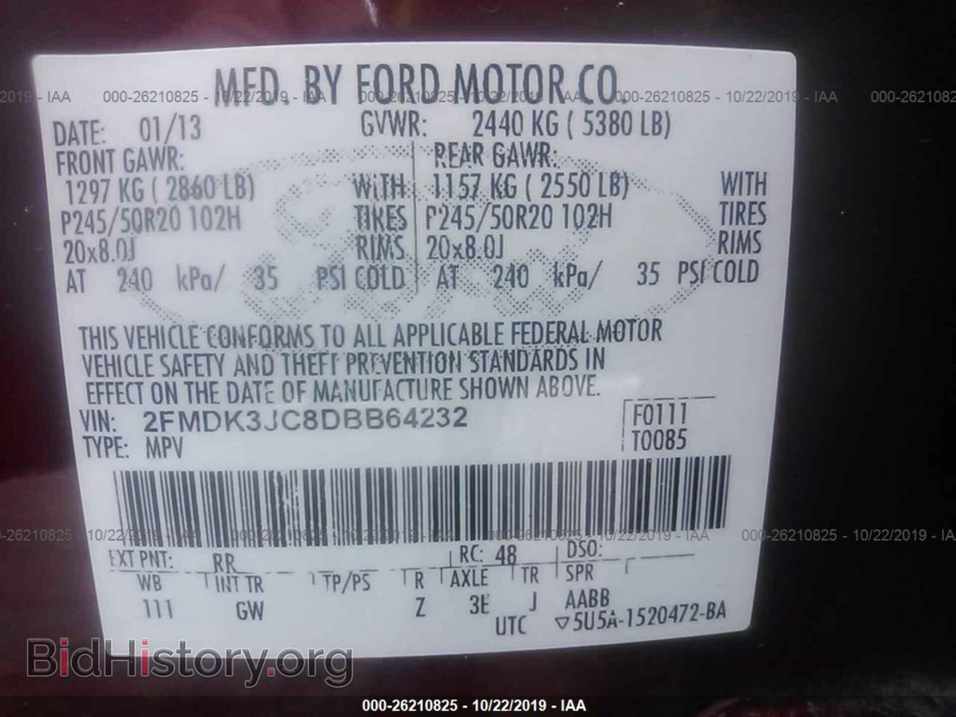 2013 FORD EDGE - VIN: 2FMDK3JC8DBB64232 - Фото 9