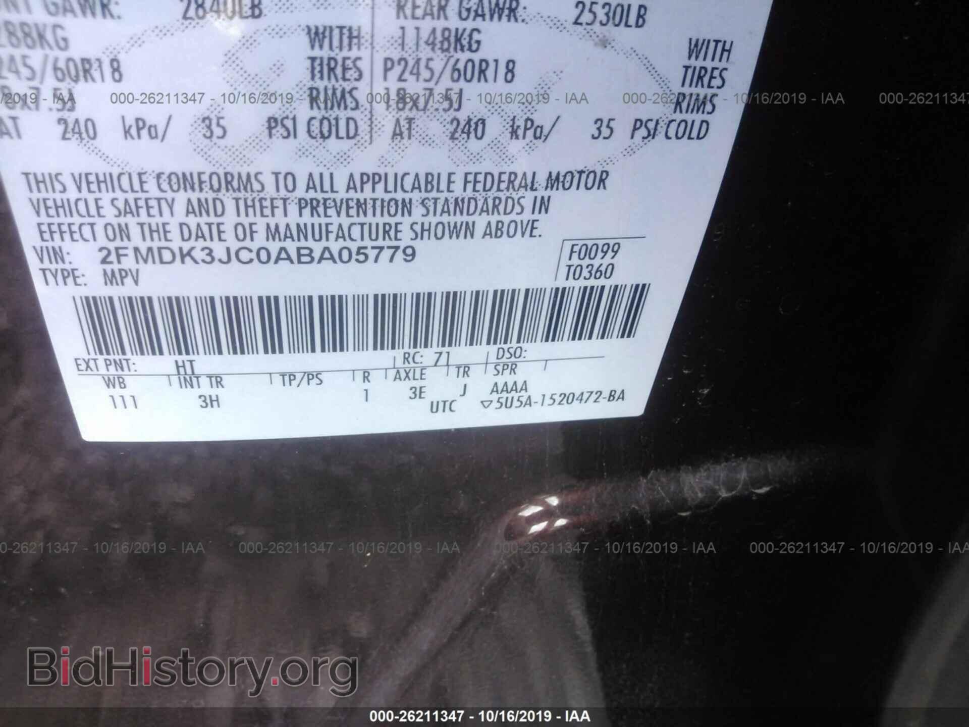 2010 FORD EDGE - VIN: 2FMDK3JC0ABA05779 - Photo 9