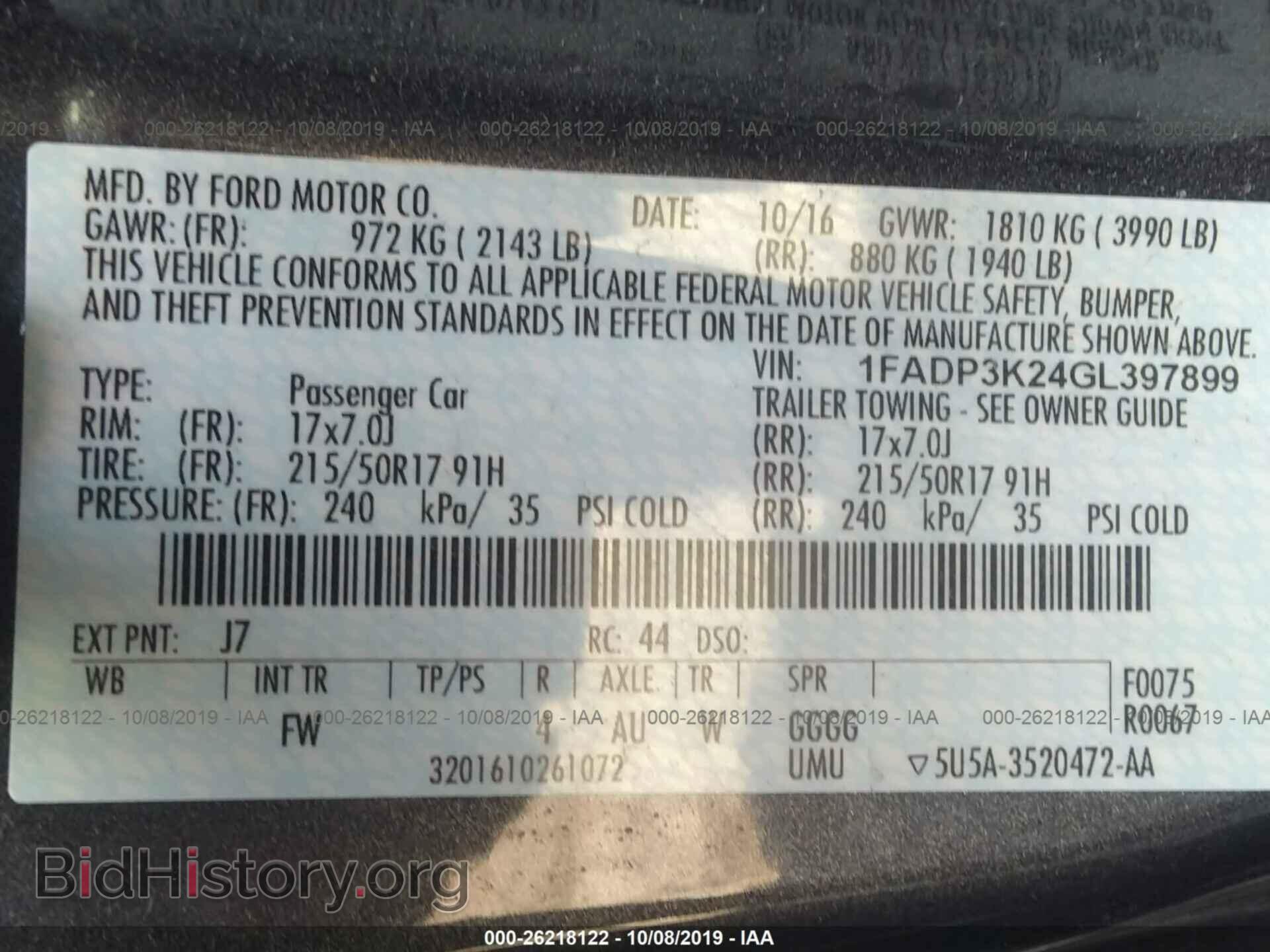 2016 FORD FOCUS - VIN: 1FADP3K24GL397899 - Фото 9
