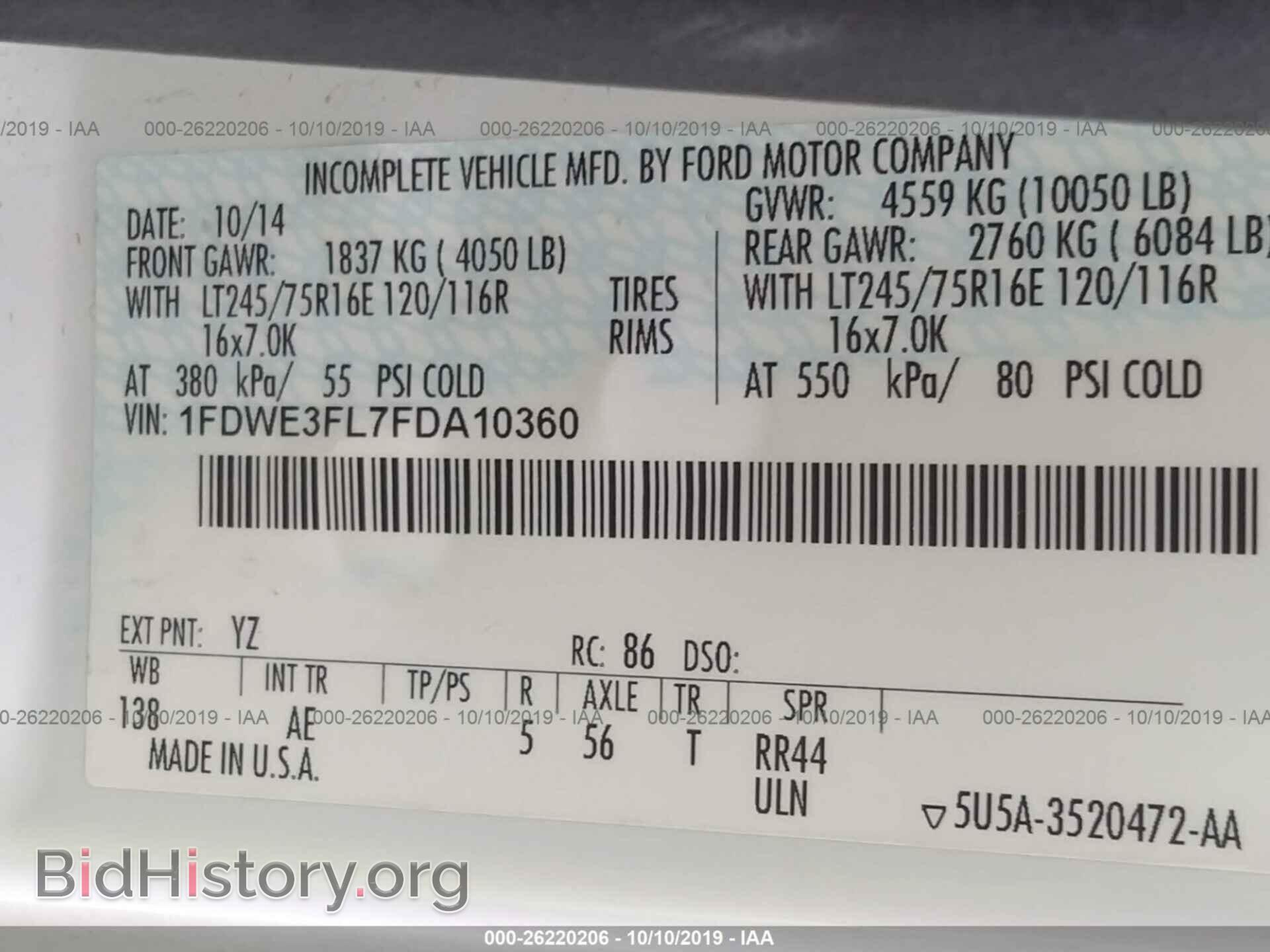 2015 FORD ECONOLINE - VIN: 1FDWE3FL7FDA10360 - Фото 10