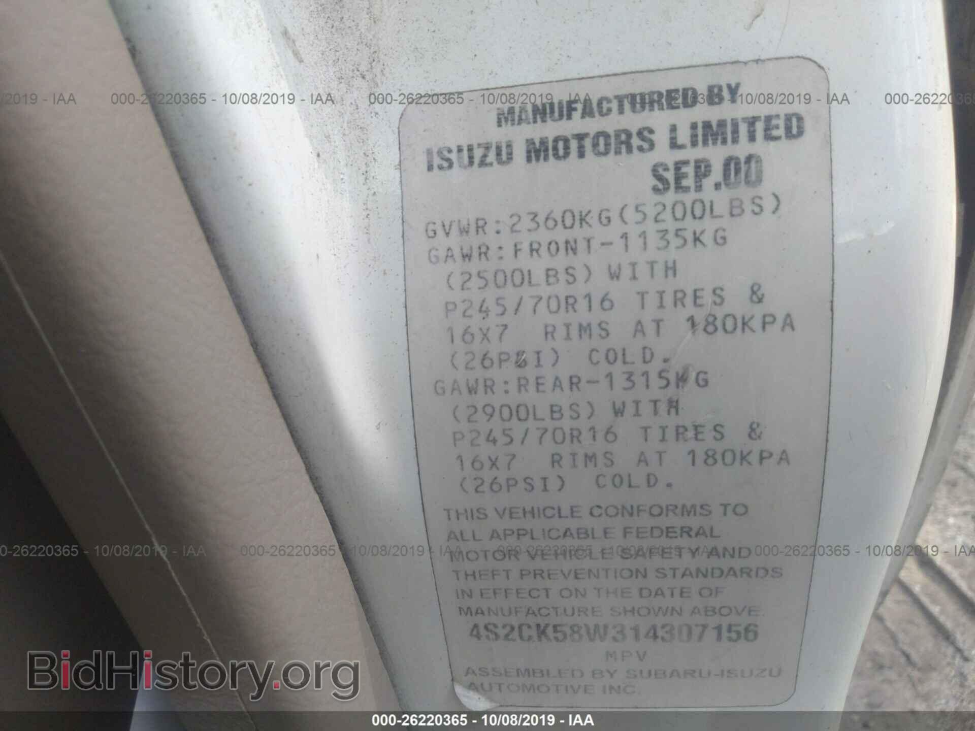 2001 ISUZU RODEO - VIN: 4S2CK58W314307156 - Фото 9