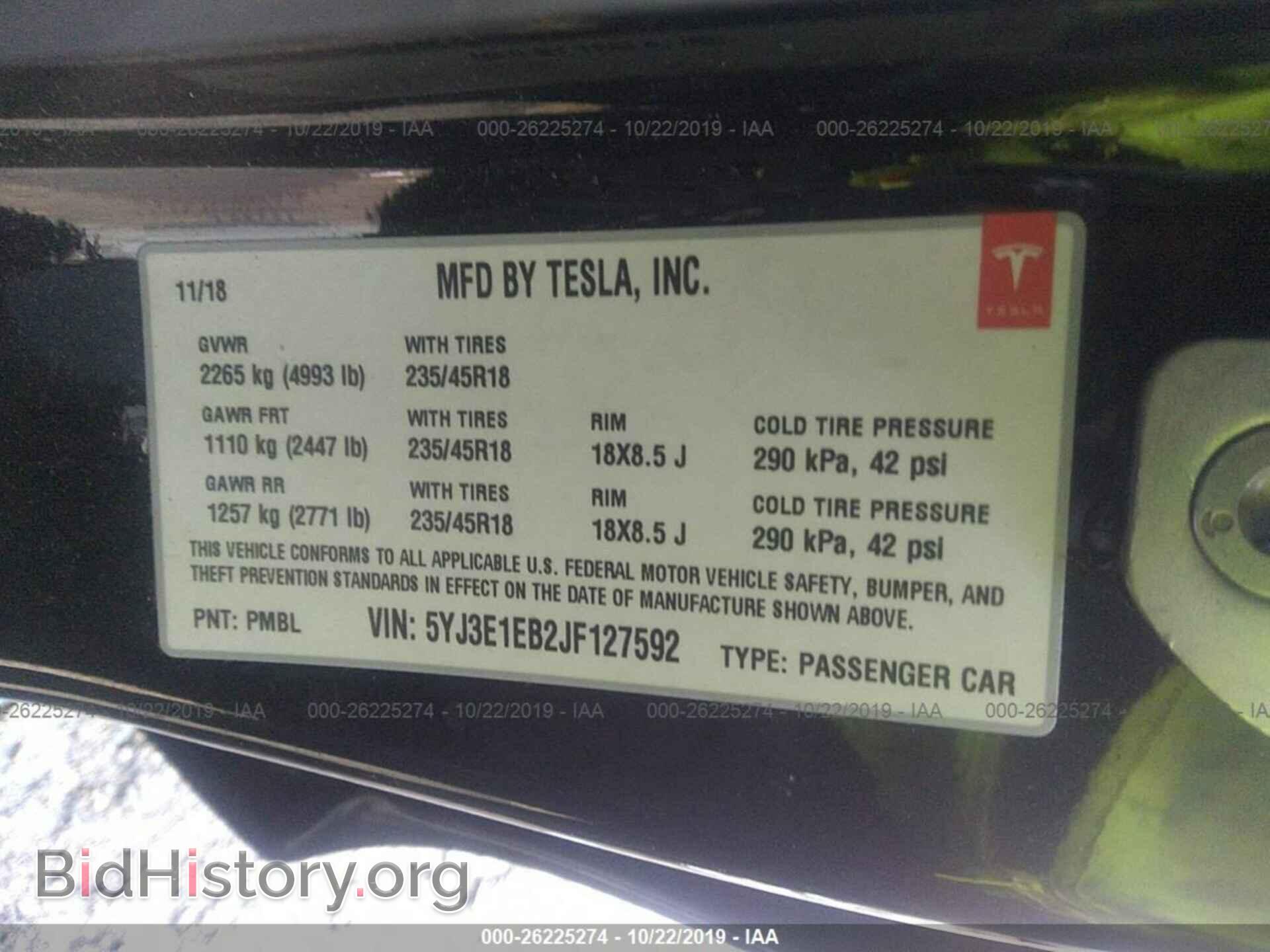 2018 TESLA MODEL 3 - VIN: 5YJ3E1EB2JF127592 - Photo 9