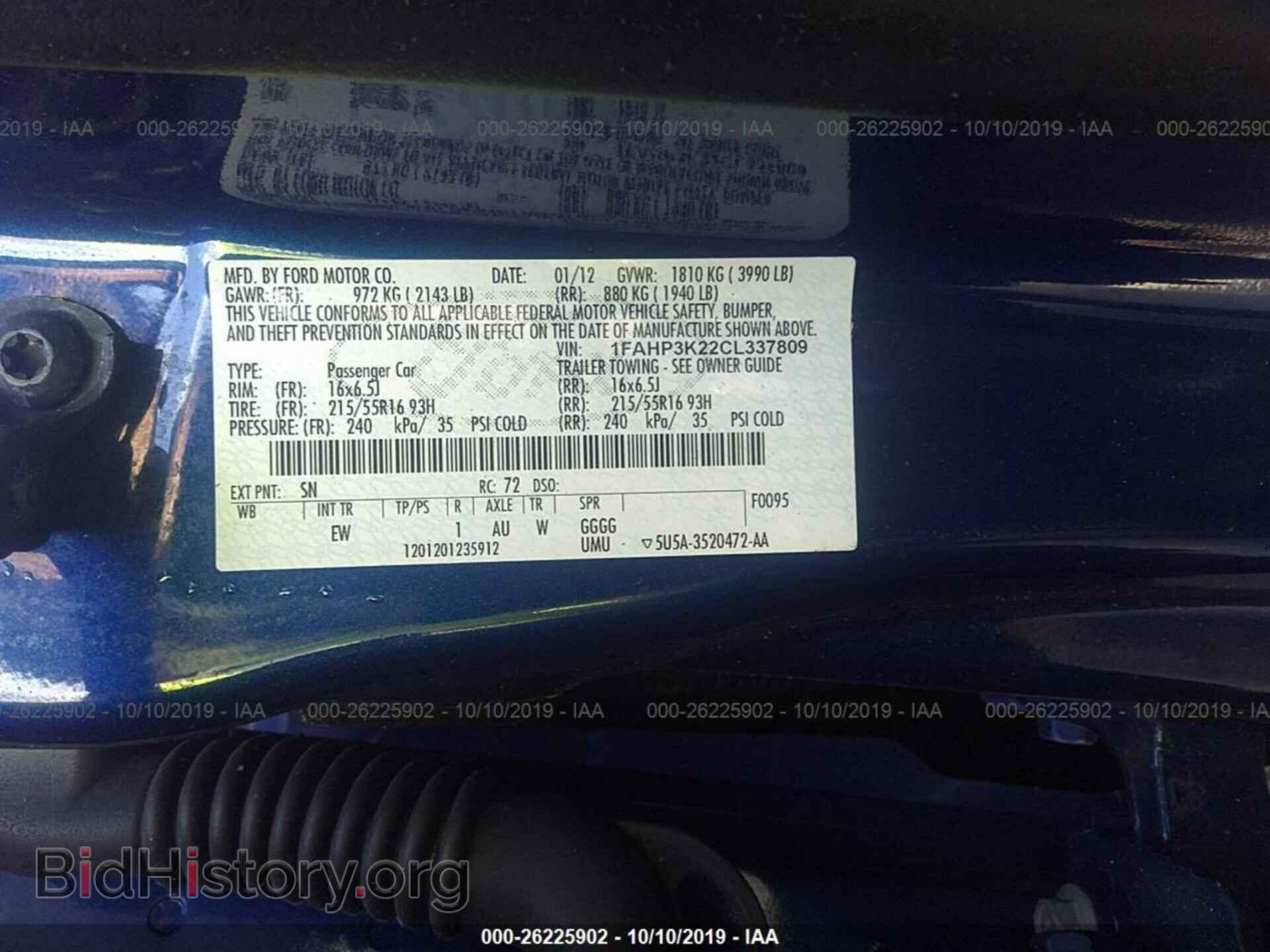 2012 FORD FOCUS - VIN: 1FAHP3K22CL337809 - Фото 9