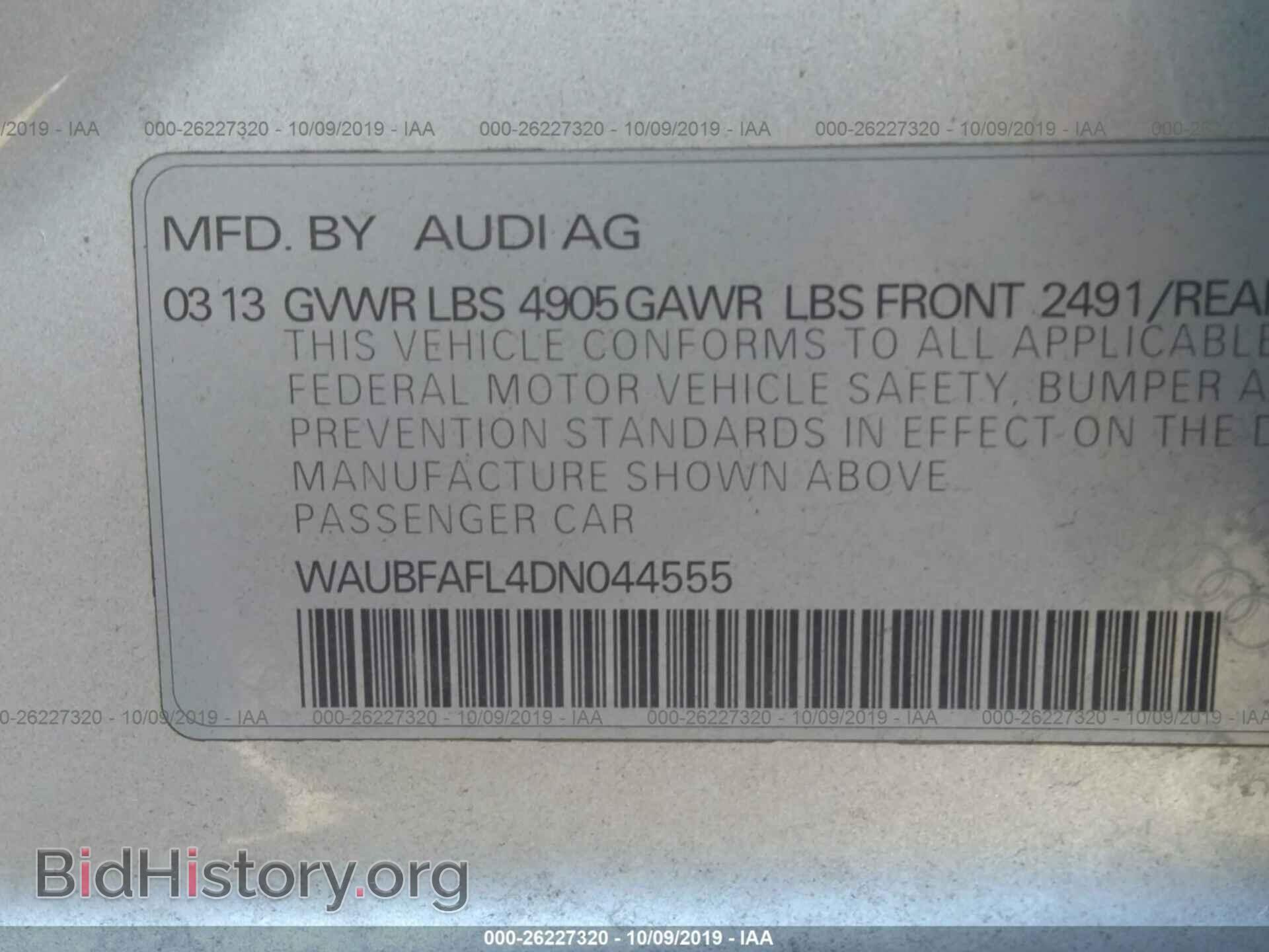 2013 AUDI A4 - VIN: WAUBFAFL4DN044555 - Photo 9
