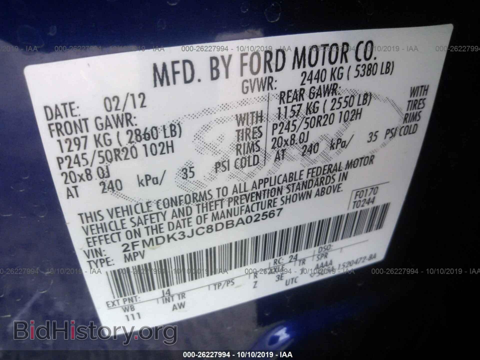 2013 FORD EDGE - VIN: 2FMDK3JC8DBA02567 - Photo 9