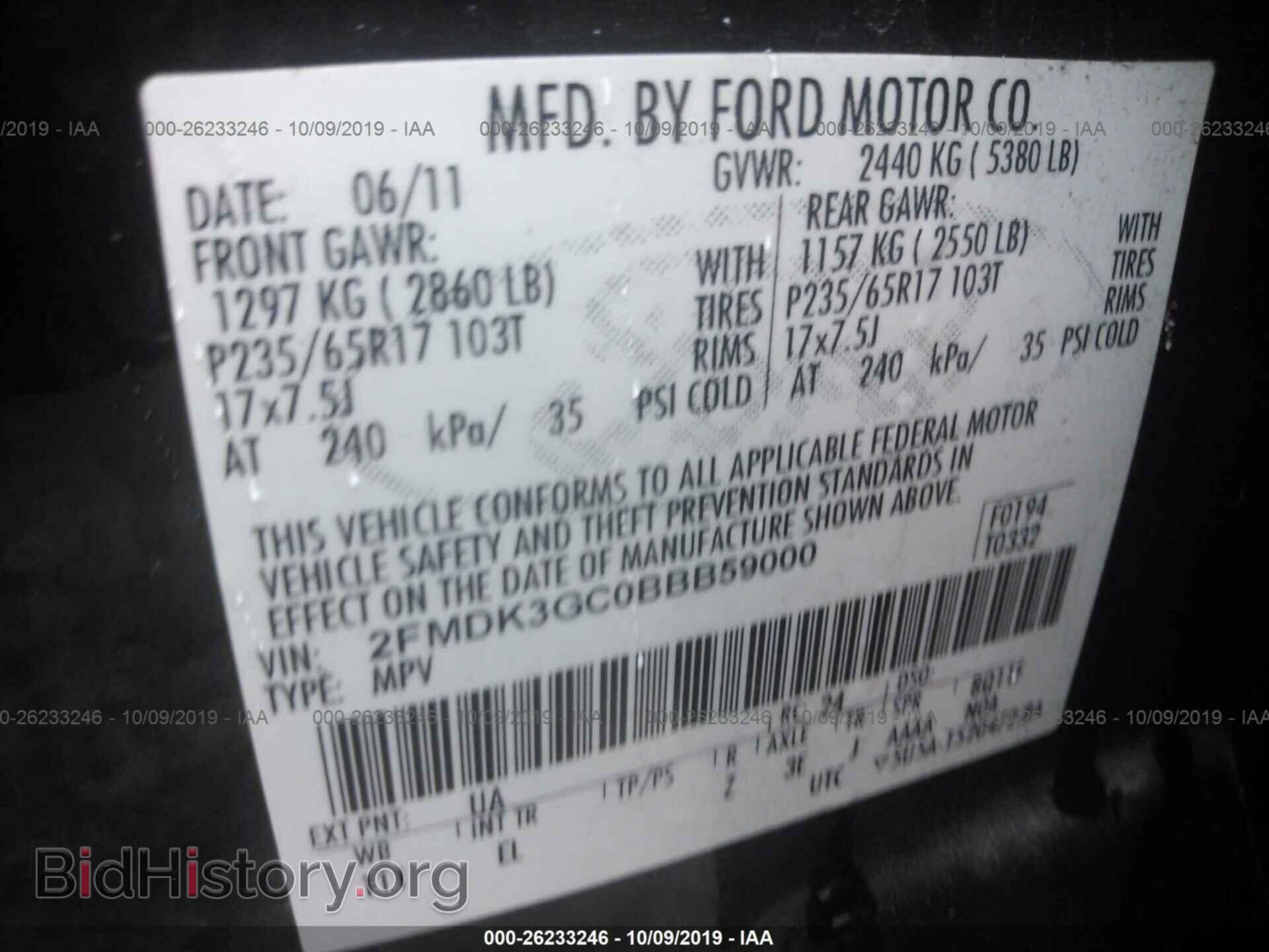 2011 FORD EDGE - VIN: 2FMDK3GC0BBB59000 - Photo 9