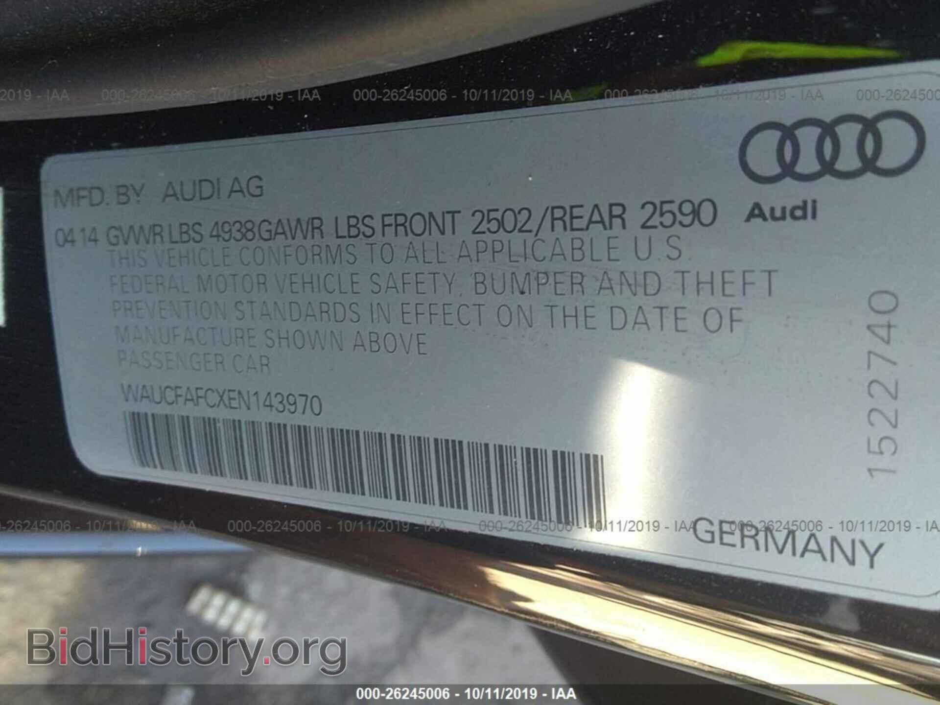 2014 AUDI A6 - VIN: WAUCFAFCXEN143970 - Photo 9