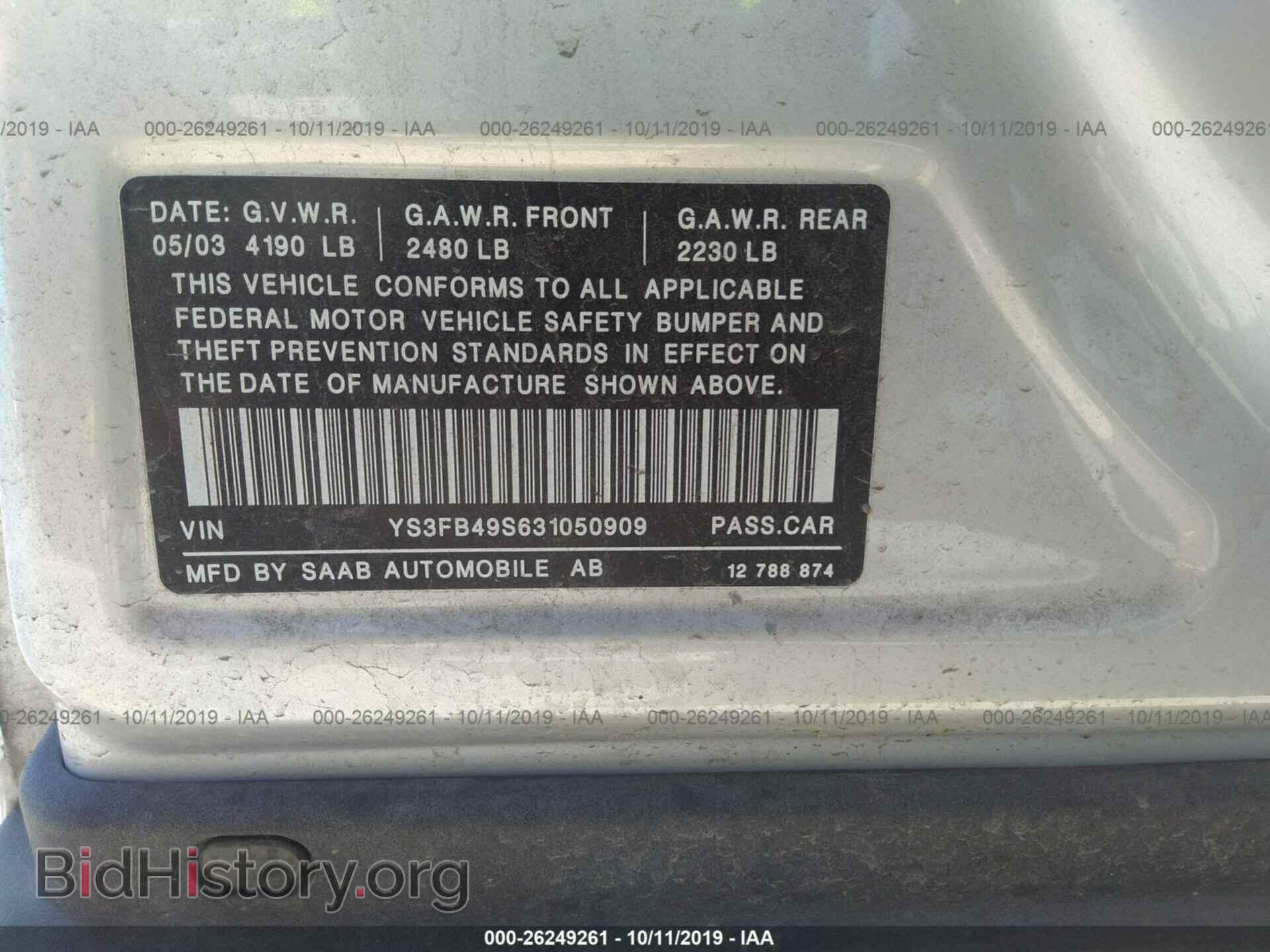 2003 SAAB 9-3 - VIN: YS3FB49S631050909 - Photo 9