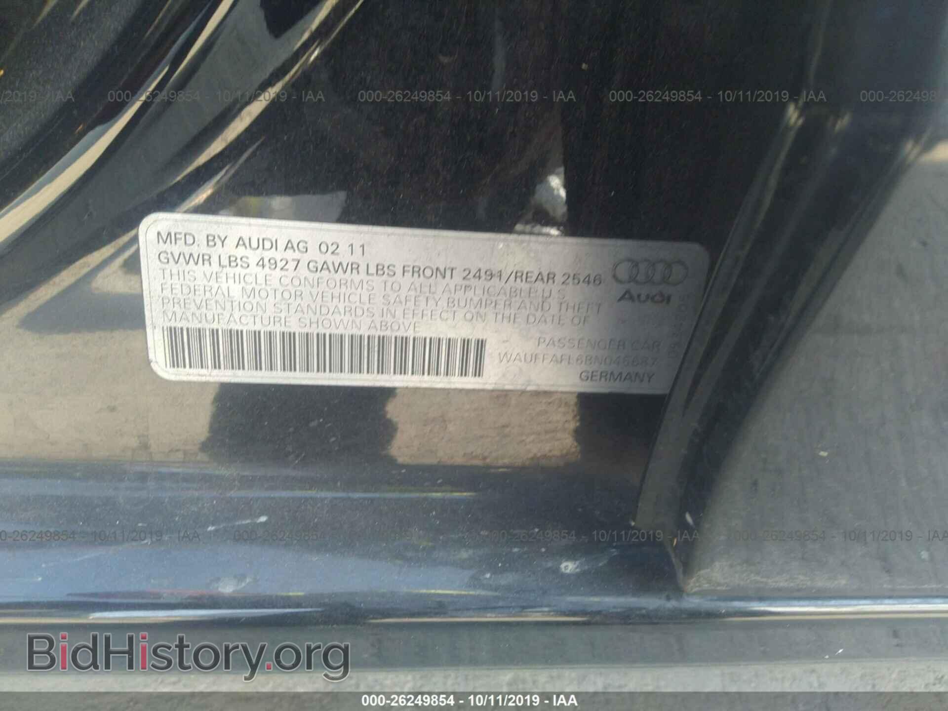 2011 AUDI A4 - VIN: WAUFFAFL6BN045687 - Photo 9