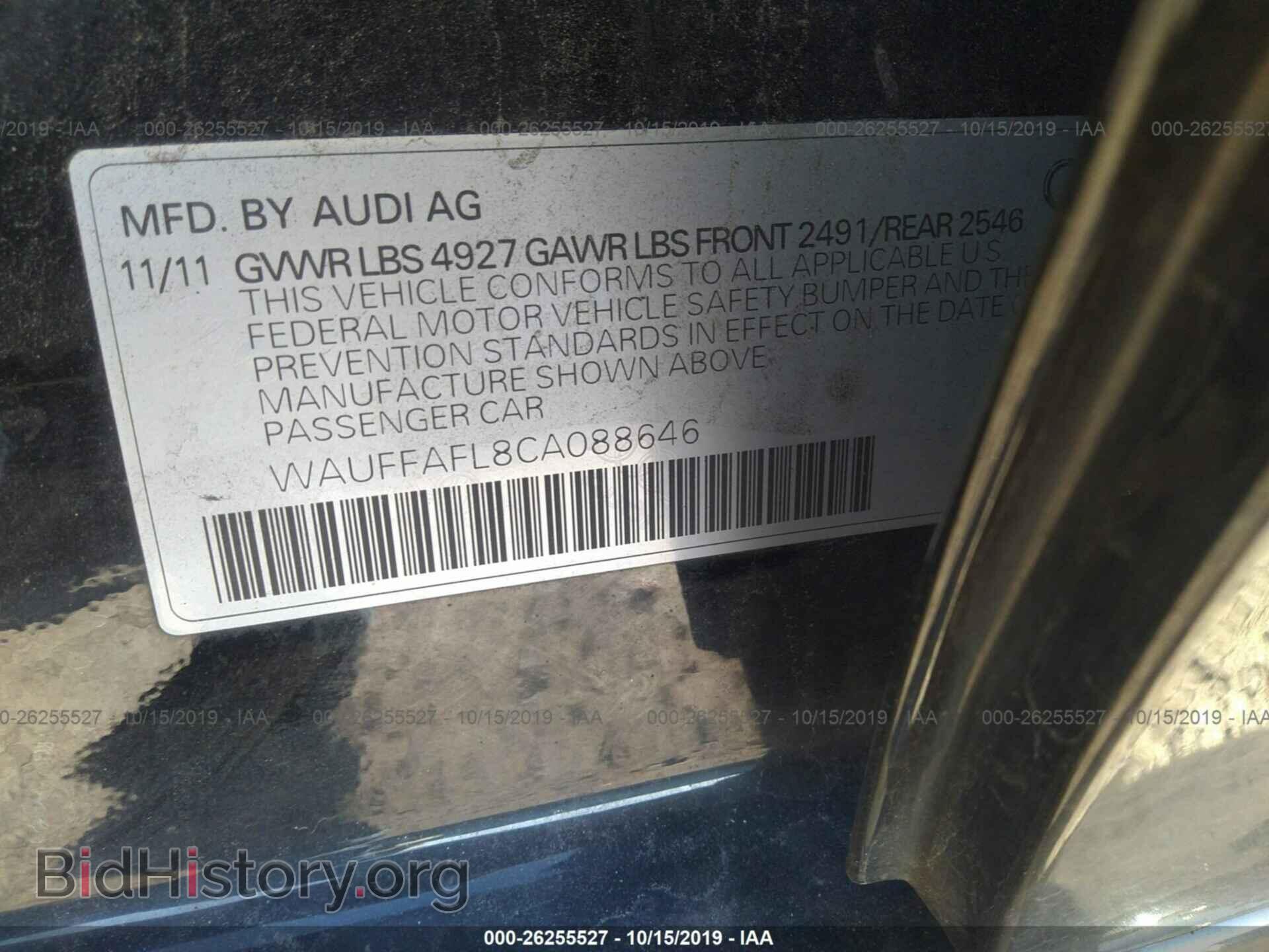 2012 AUDI A4 - VIN: WAUFFAFL8CA088646 - Фото 9